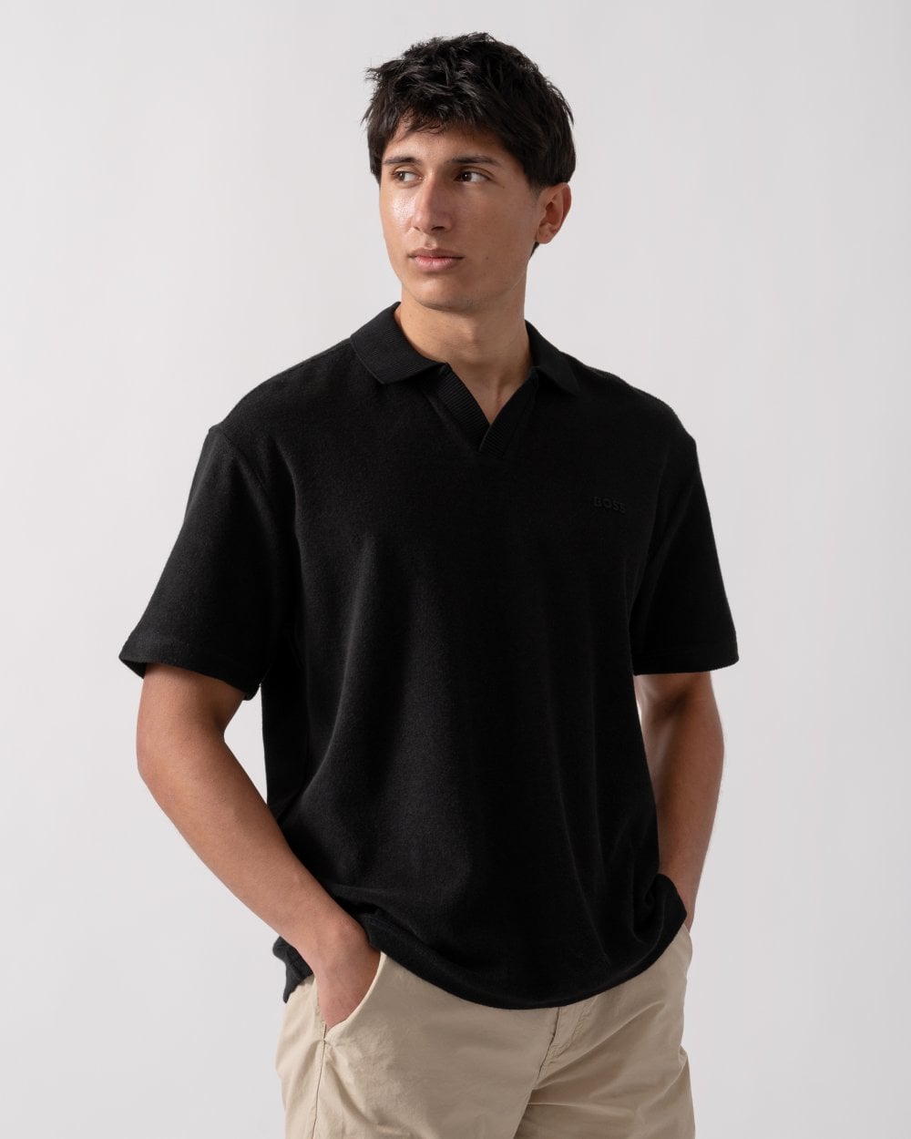 BOSS Orange Doubletowel Mens Polo Shirt - Black 001