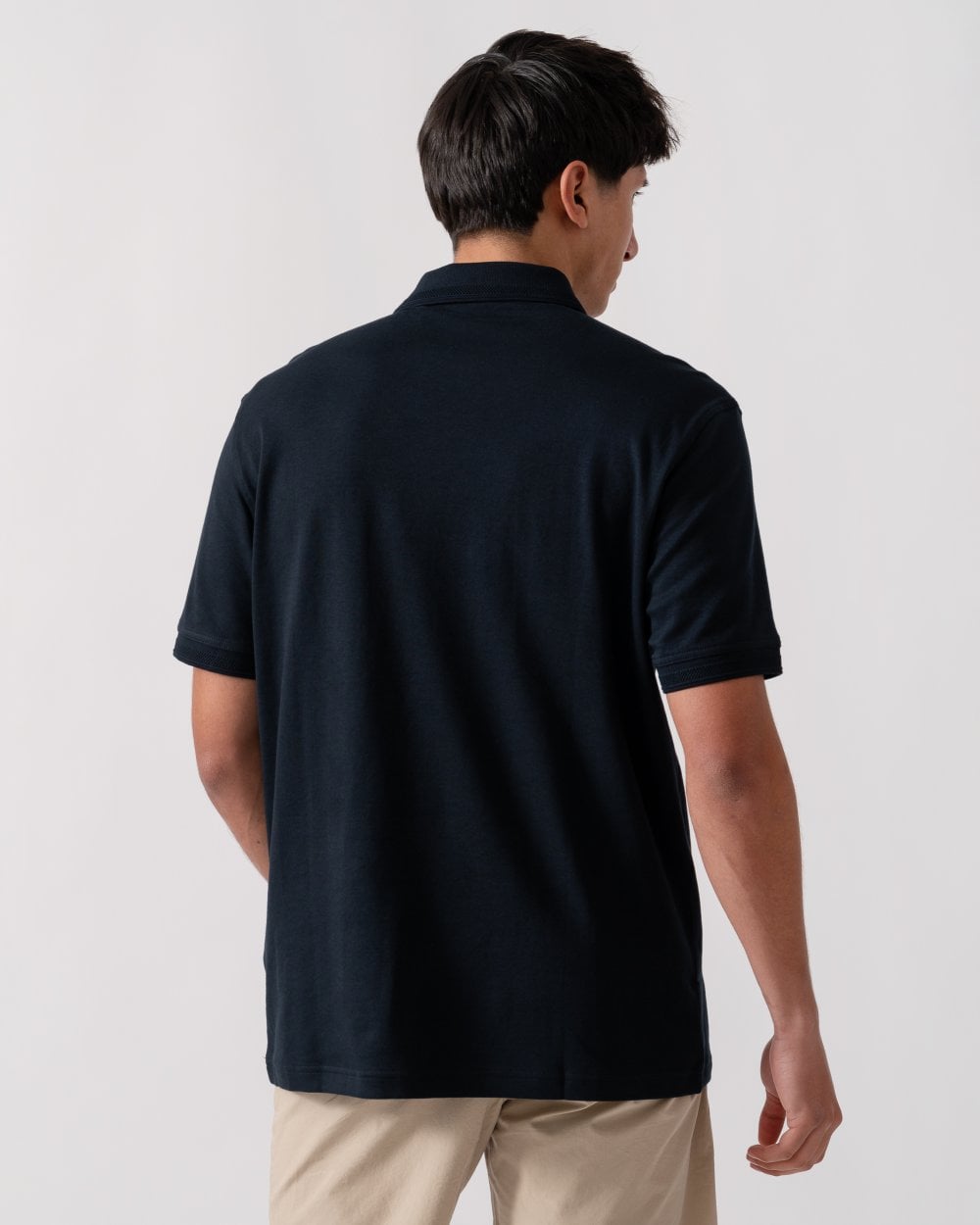 BOSS Orange Pe Interlock Mens Polo Shirt with Logo Print - Dark Blue 404