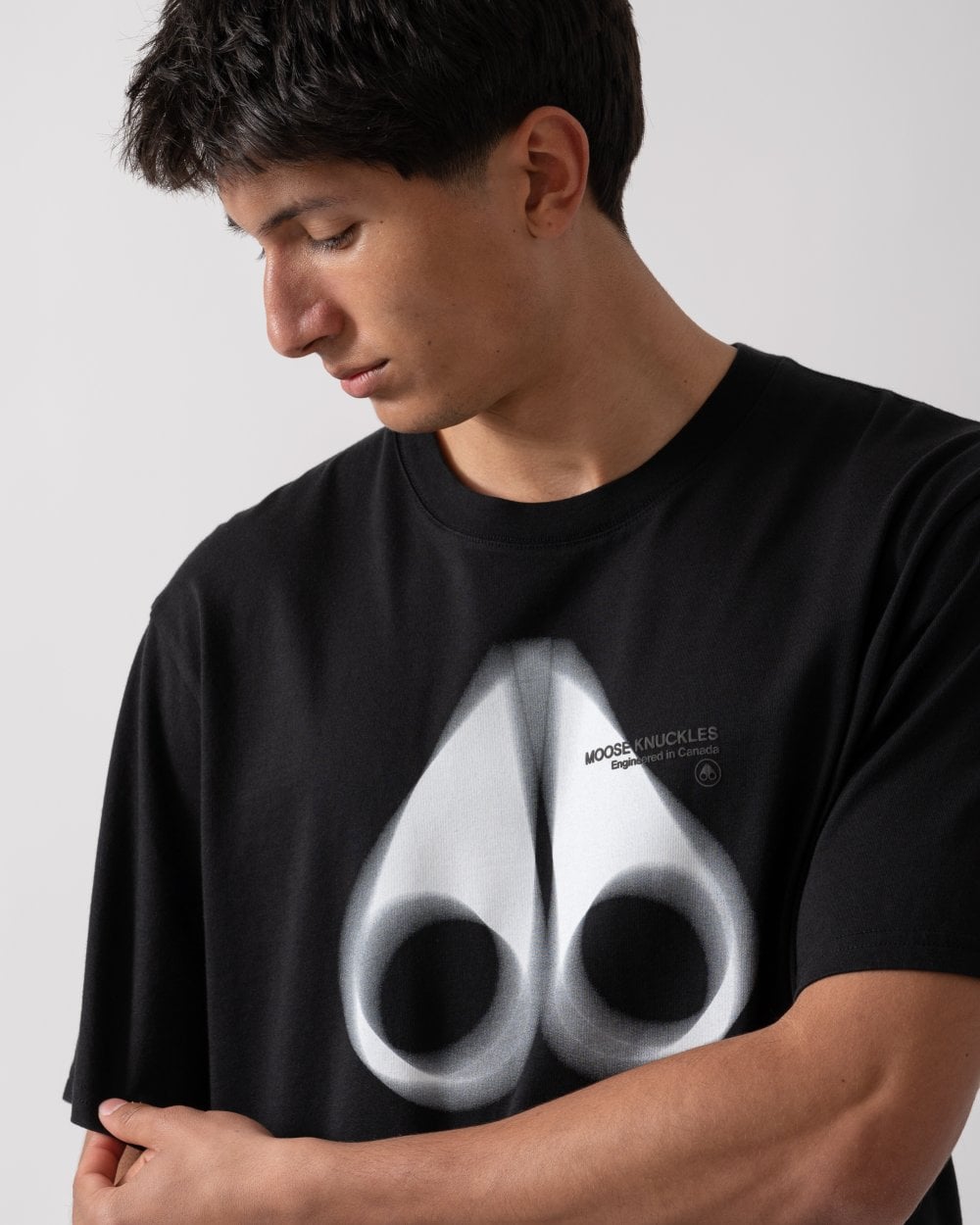 Moose Knuckles Maurice Mens Blur Logo T-Shirt - Black 292