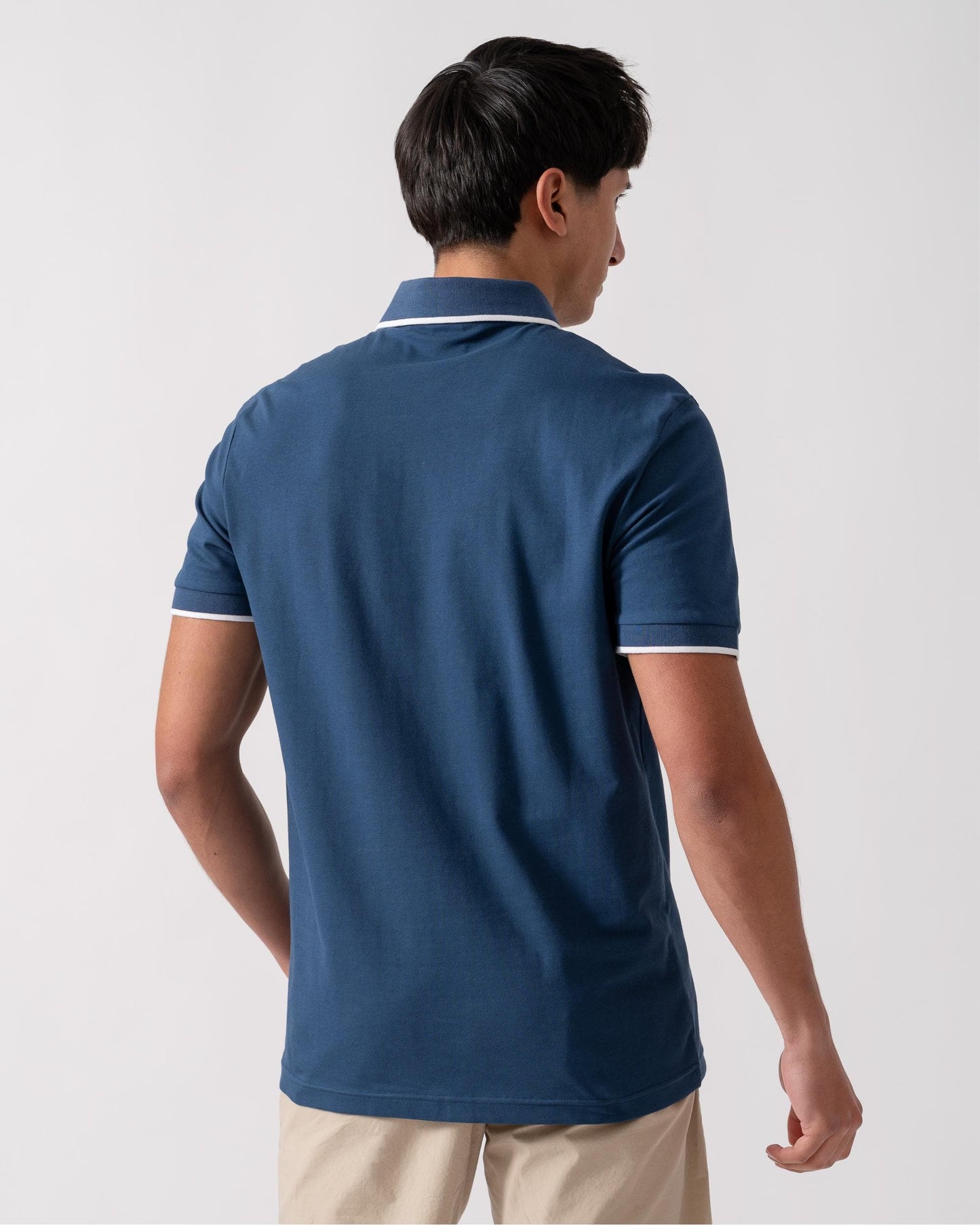 BOSS Orange Passertip Mens Short Sleeve Polo Shirt With Tipped Collar - Open Blue 466