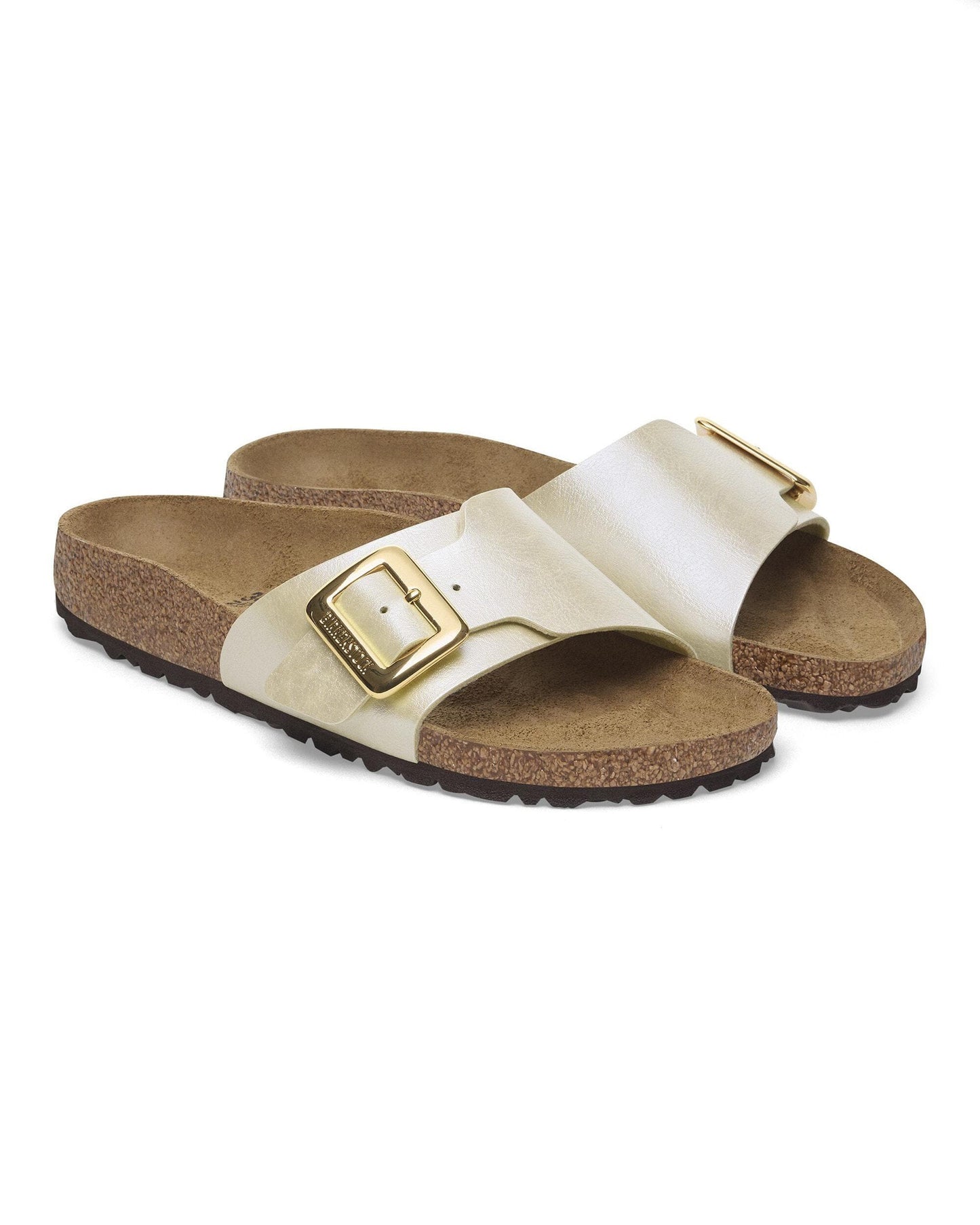Birkenstock Catalina Cushion Big Buckle Womens Birko-Flor Sandals - Graceful Pearl White