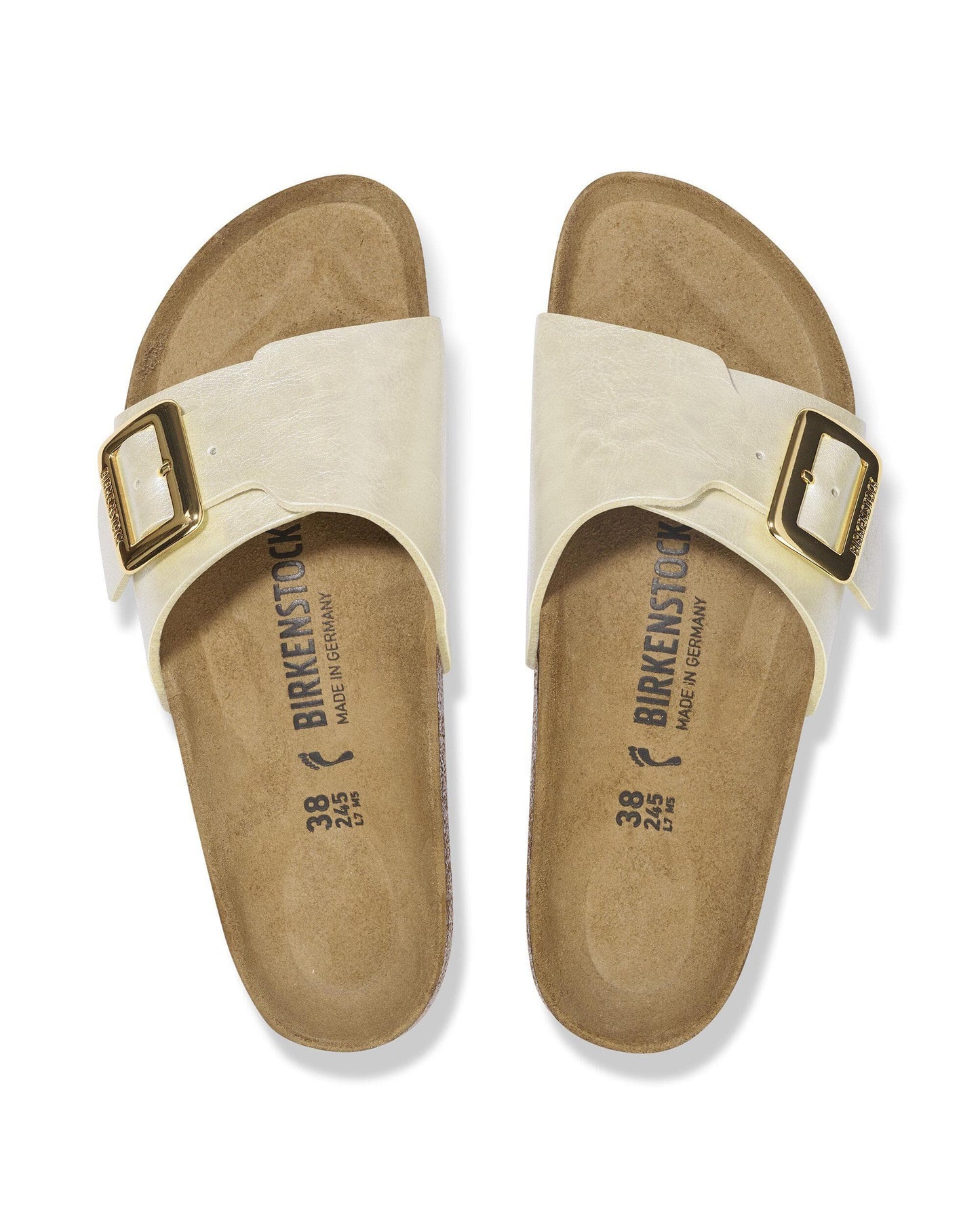 Birkenstock Catalina Cushion Big Buckle Womens Birko-Flor Sandals - Graceful Pearl White