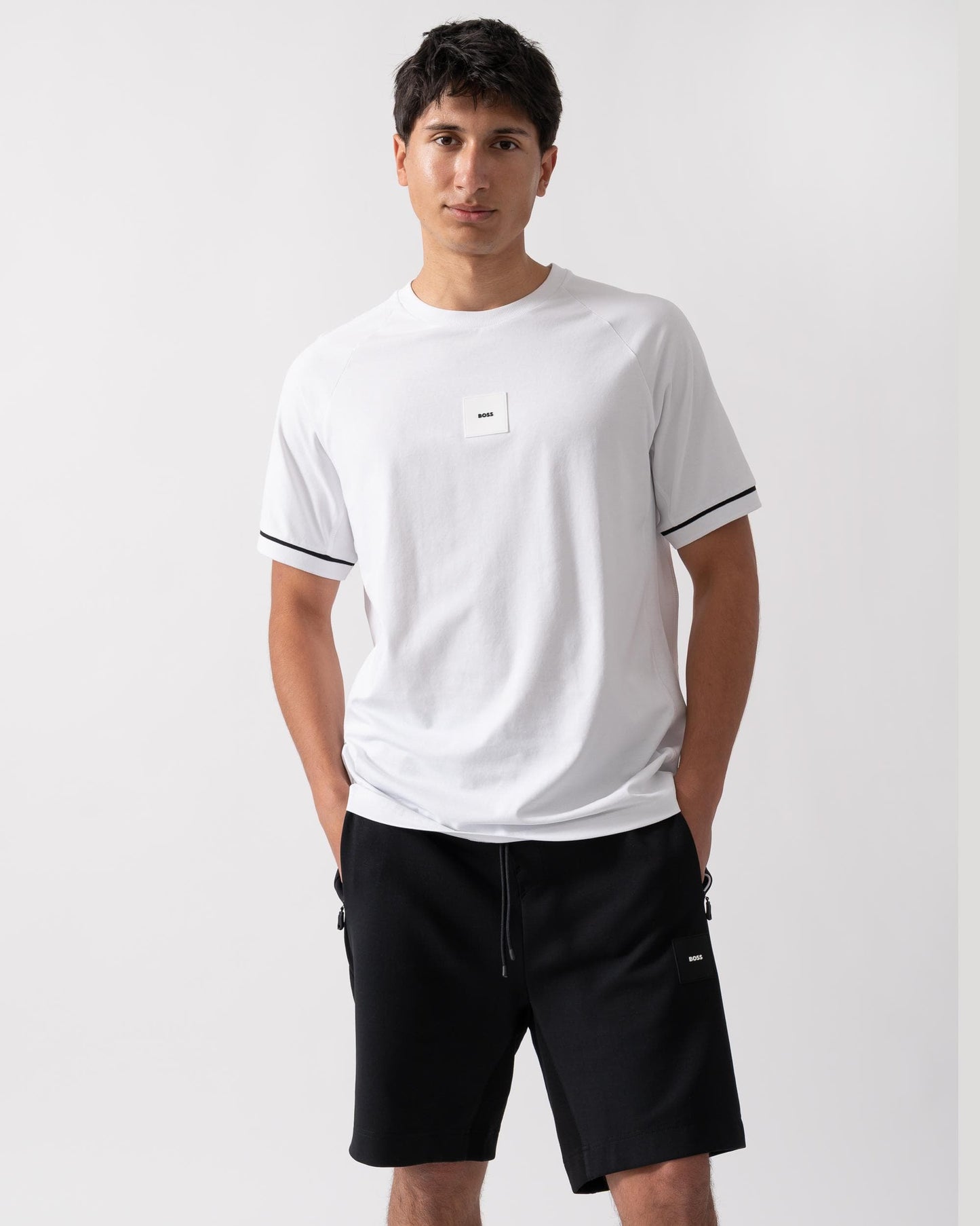 BOSS Green Tee Rib AC Mens T-Shirts - White 100