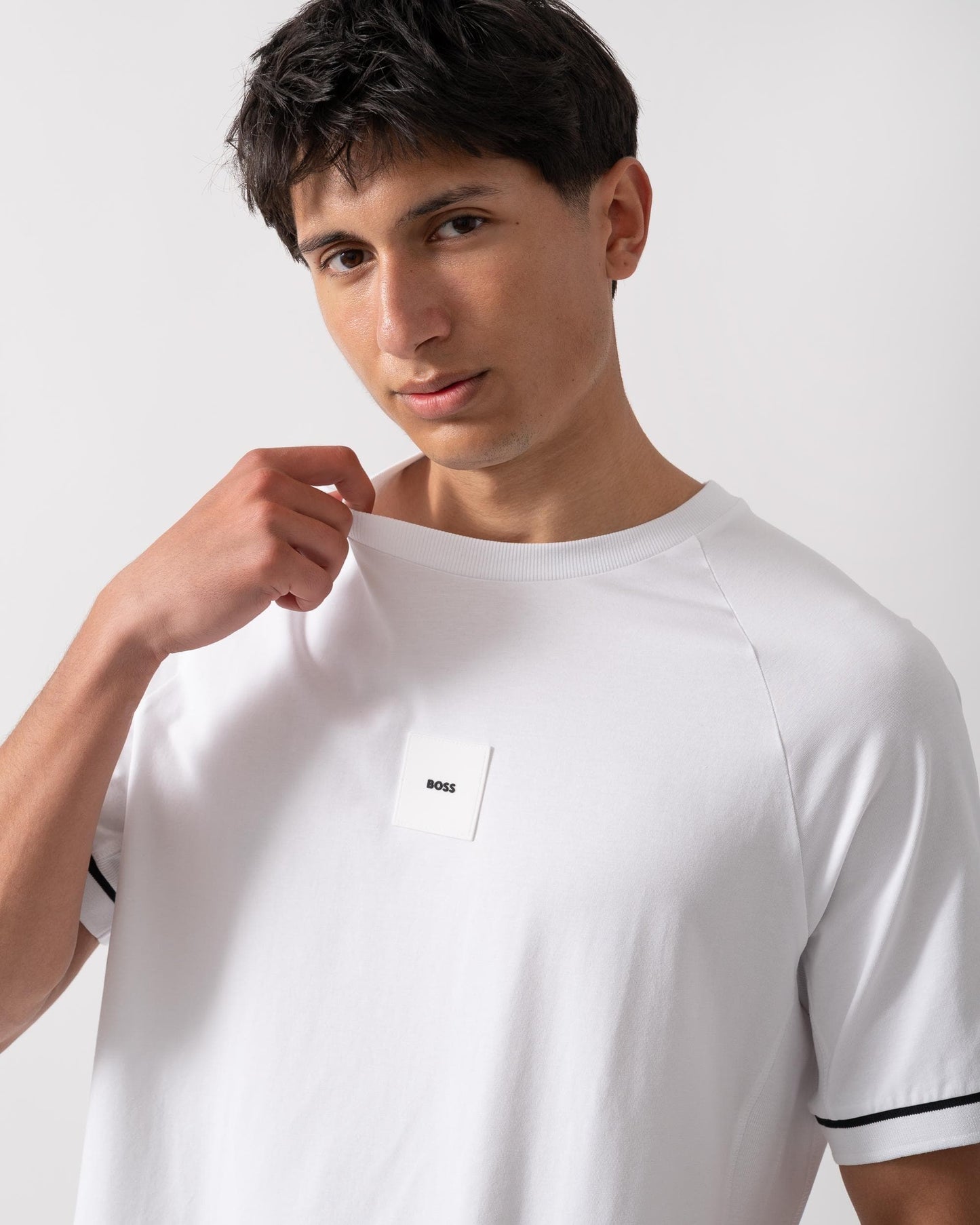 BOSS Green Tee Rib AC Mens T-Shirts - White 100