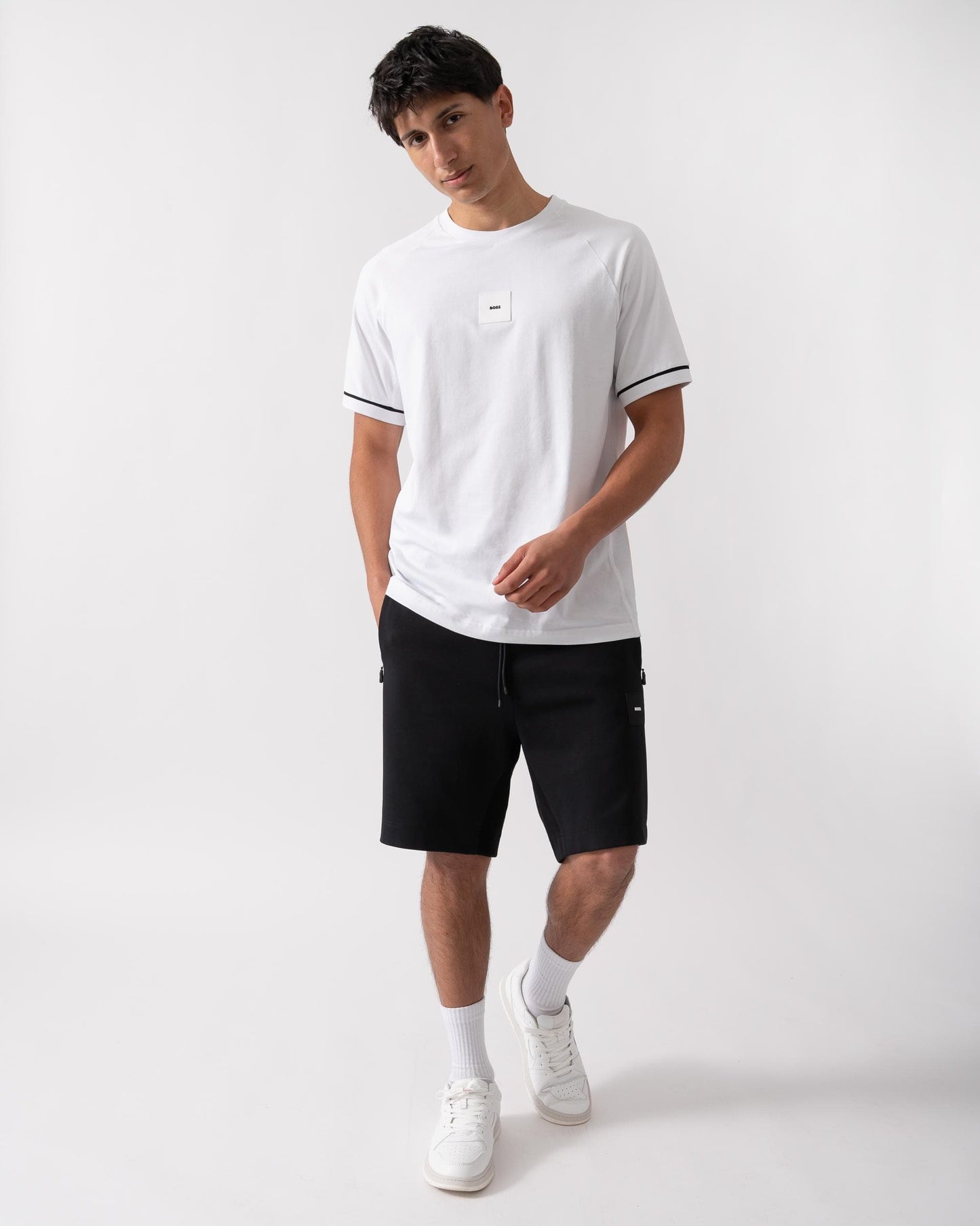 BOSS Green Tee Rib AC Mens T-Shirts - White 100