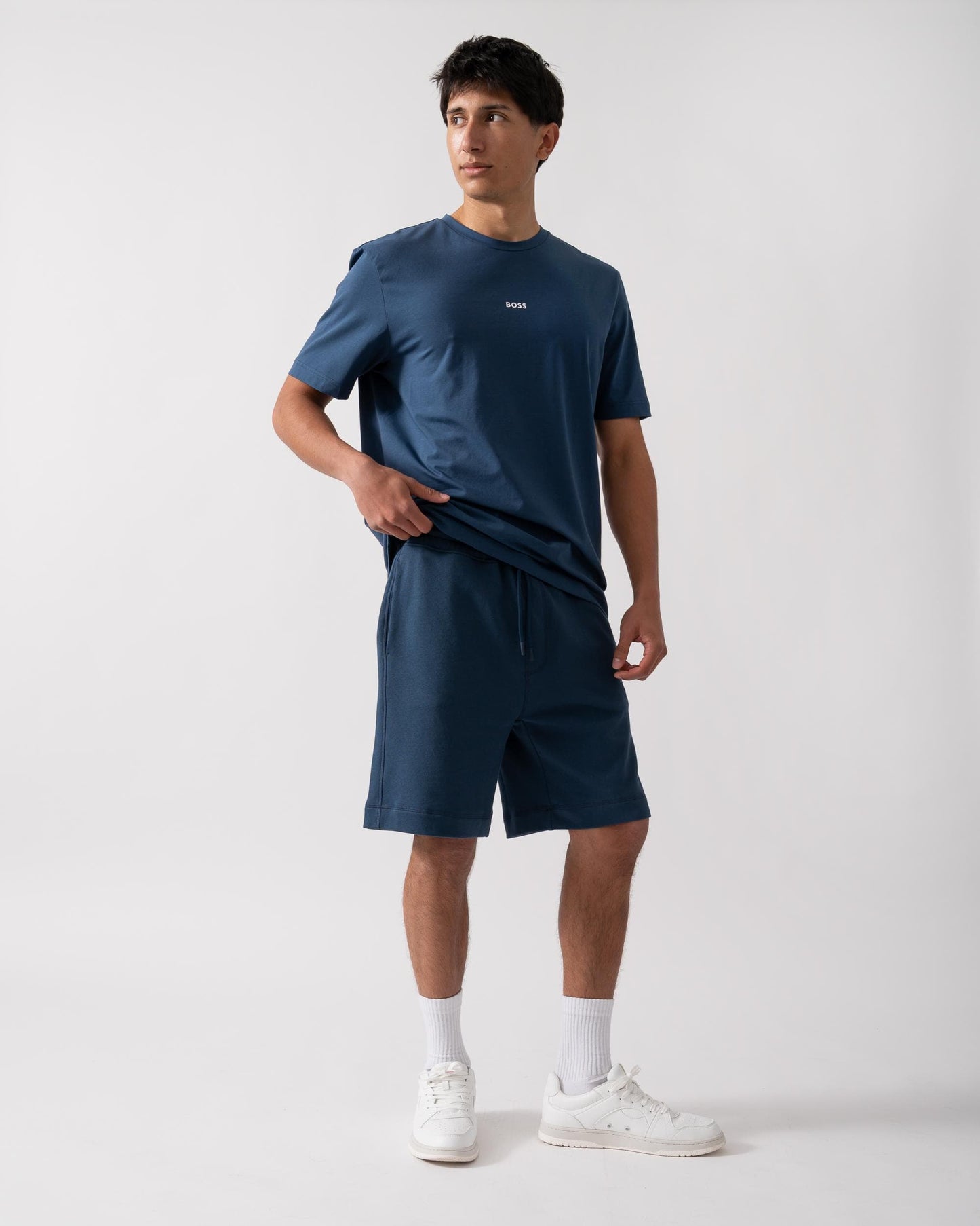 BOSS Orange Sewalk Mens Cotton-Terry Shorts With Logo Badge - Open Blue 466