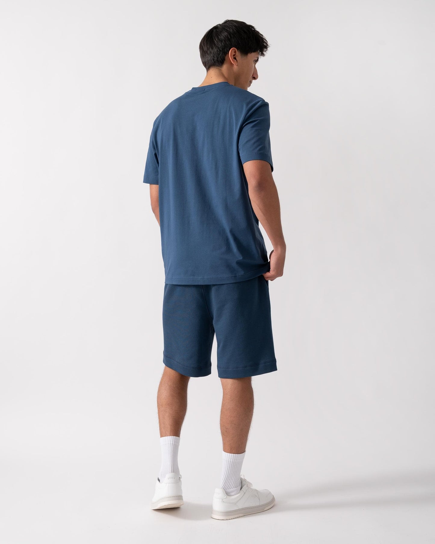 BOSS Orange Sewalk Mens Cotton-Terry Shorts With Logo Badge - Open Blue 466