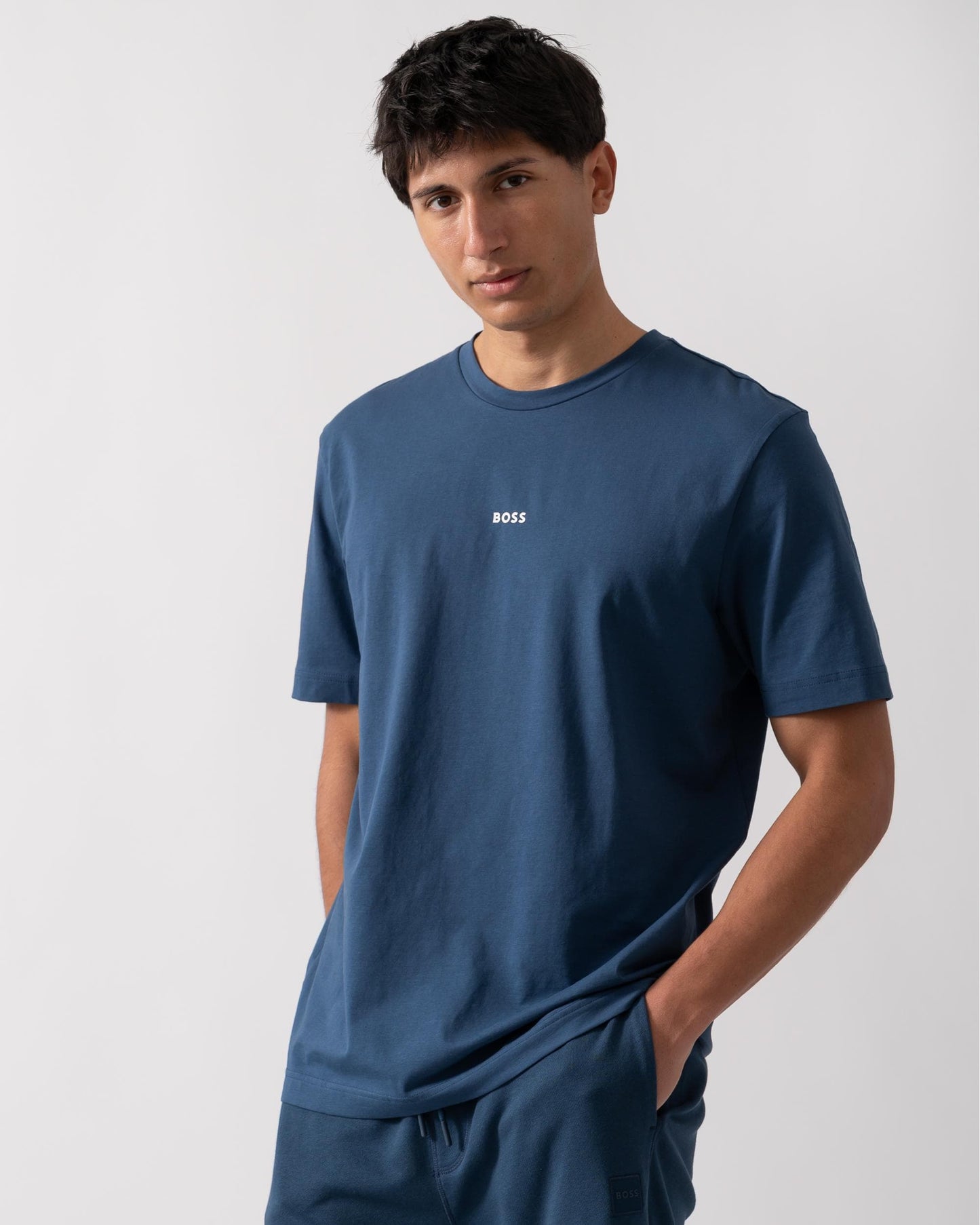 BOSS Orange TChup Mens Crew Neck Small Logo T-Shirt - Open Blue 466