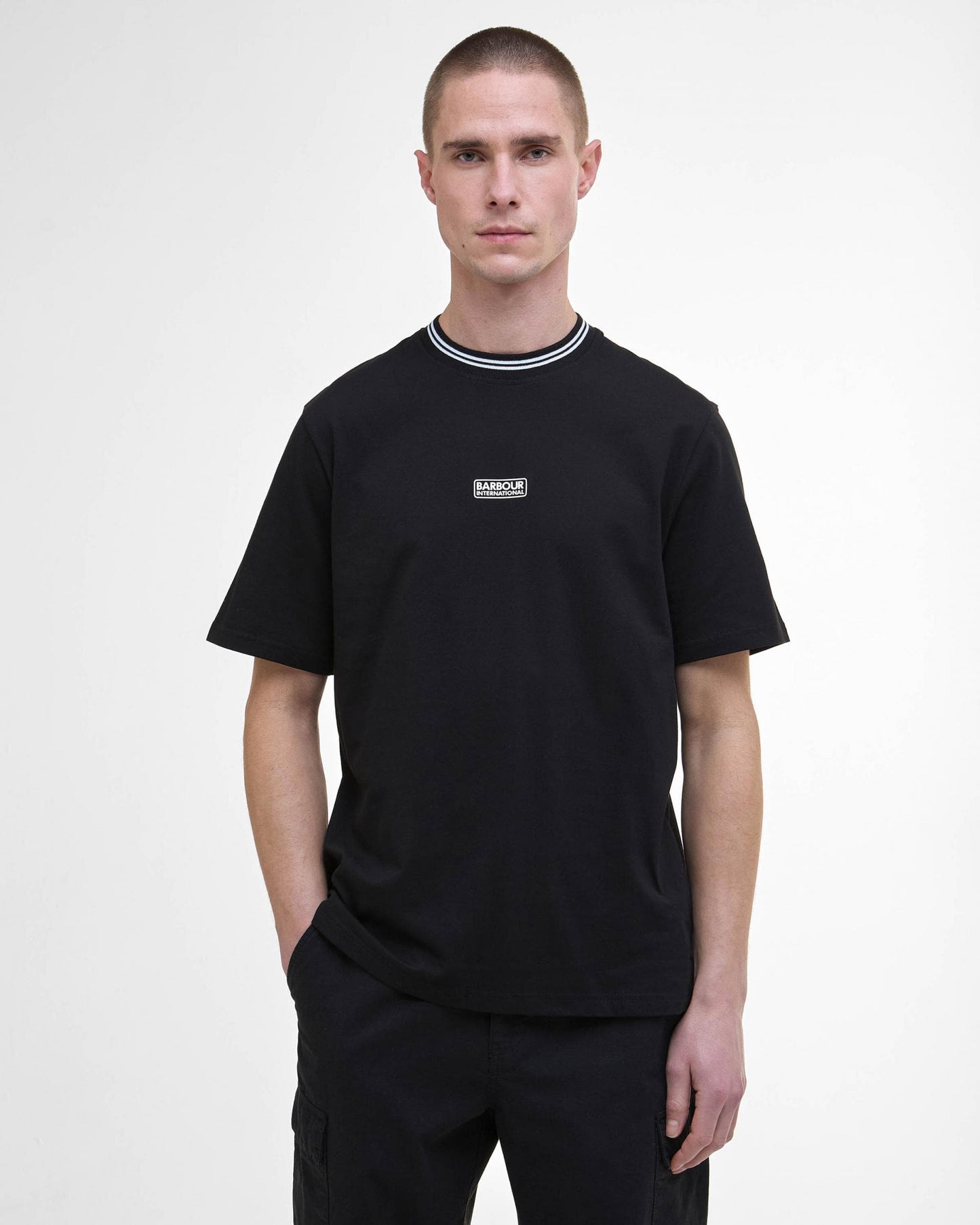 Barbour International Central Logo Mens T-Shirt - Black