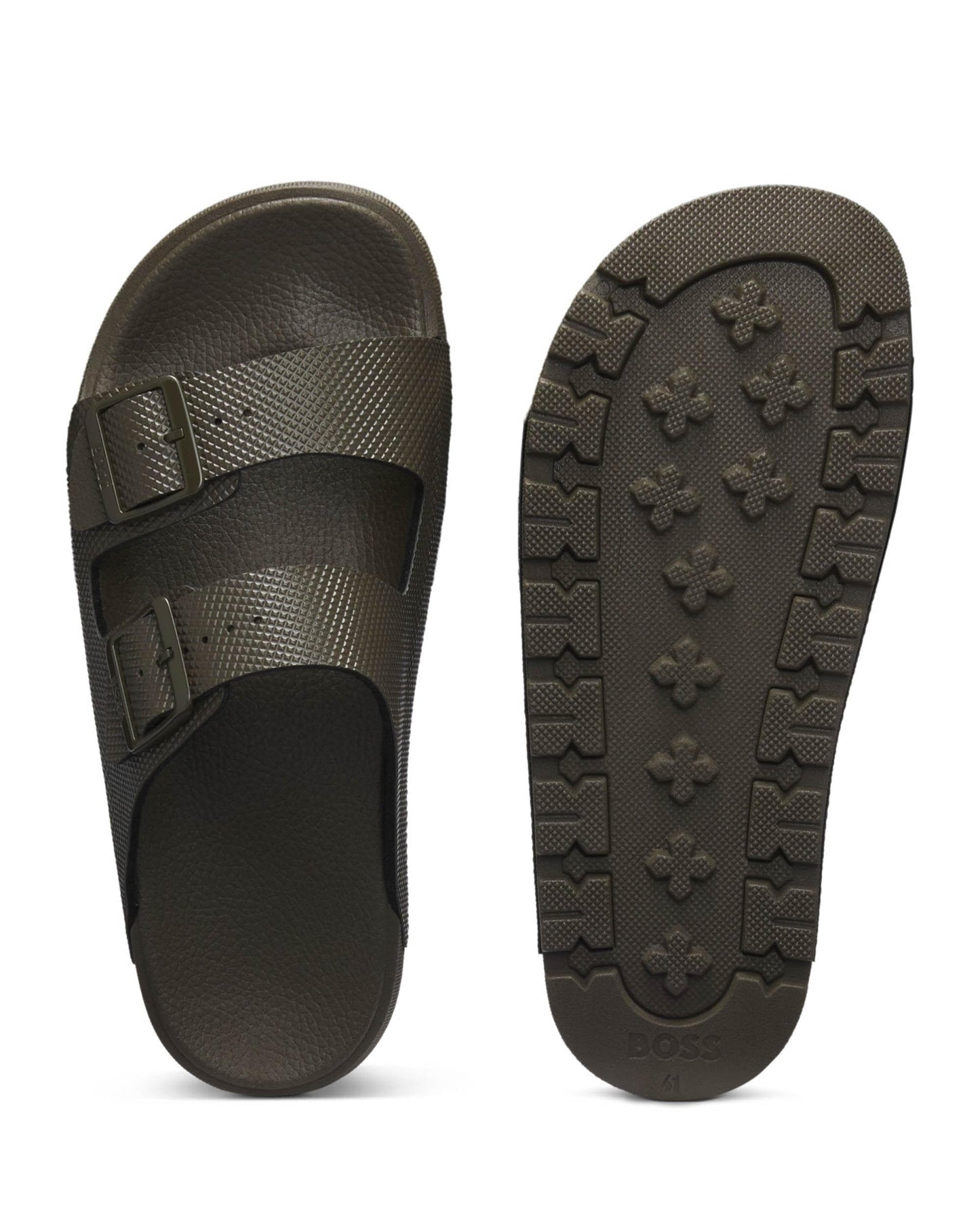 BOSS Orange Surfley Mens Twin-Strap Sandals - Dark Green 308