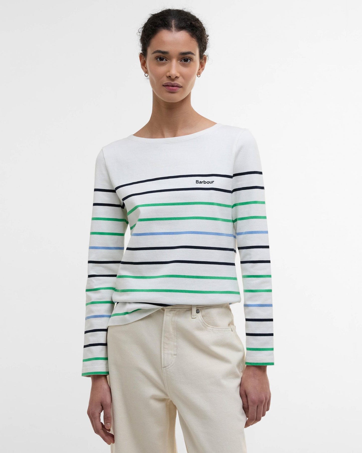 Barbour Hawkins Womens Striped Long-Sleeved T-Shirt - Cloud Stripe WH72