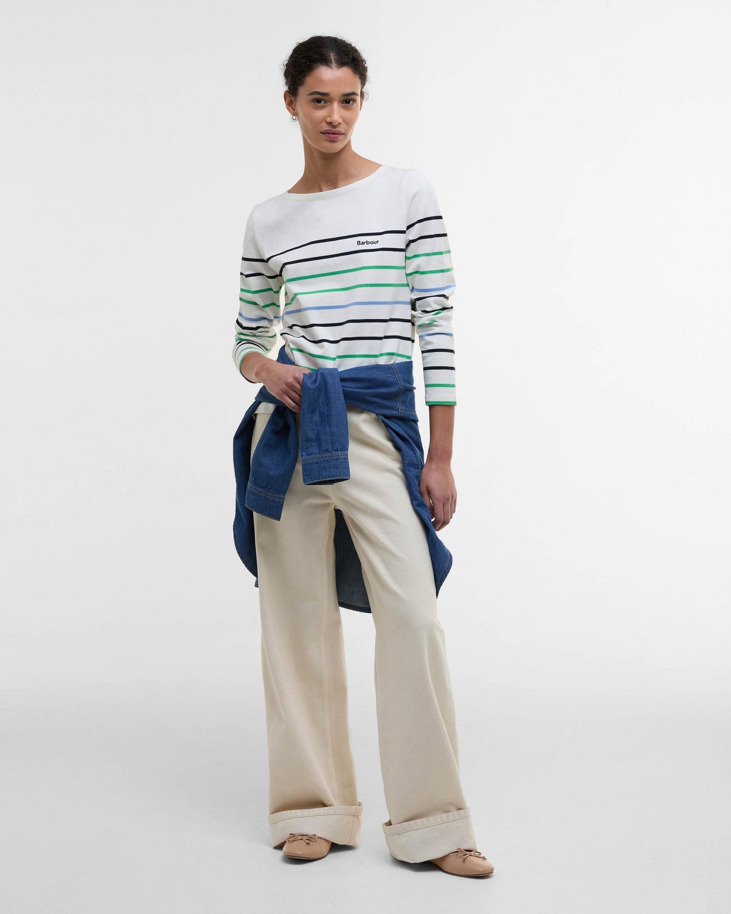 Barbour Hawkins Womens Striped Long-Sleeved T-Shirt - Cloud Stripe WH72