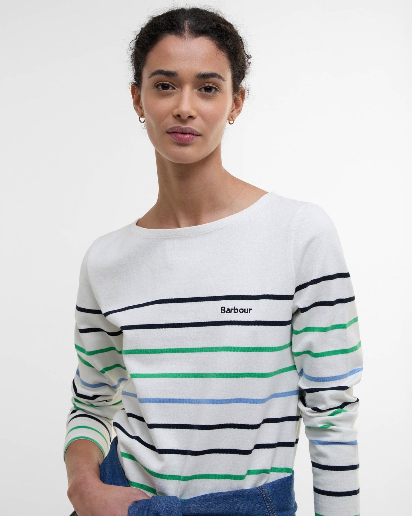 Barbour Hawkins Womens Striped Long-Sleeved T-Shirt - Cloud Stripe WH72
