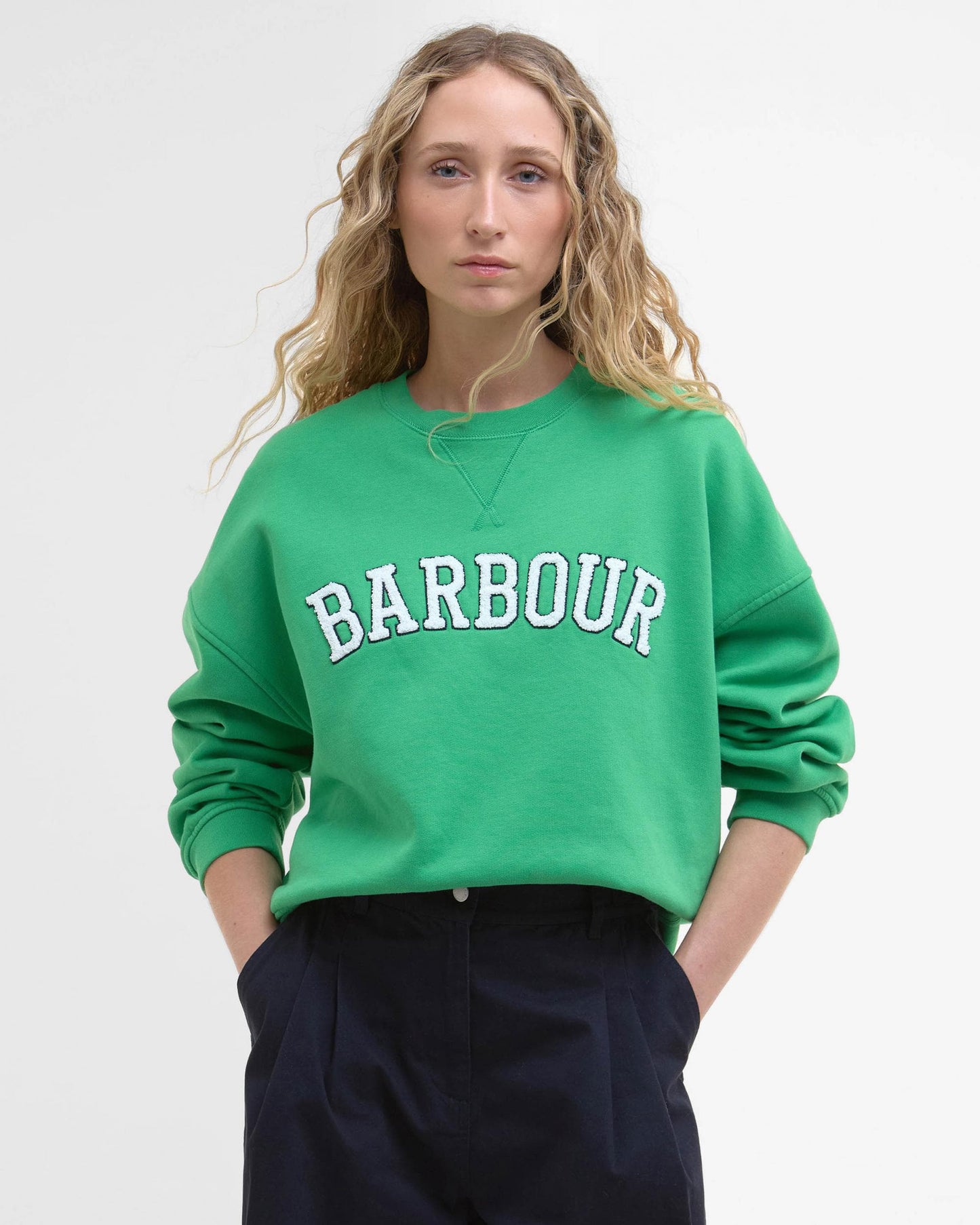 Barbour Silverdale Womens Crew Neck Sweatshirt - Kelly Green