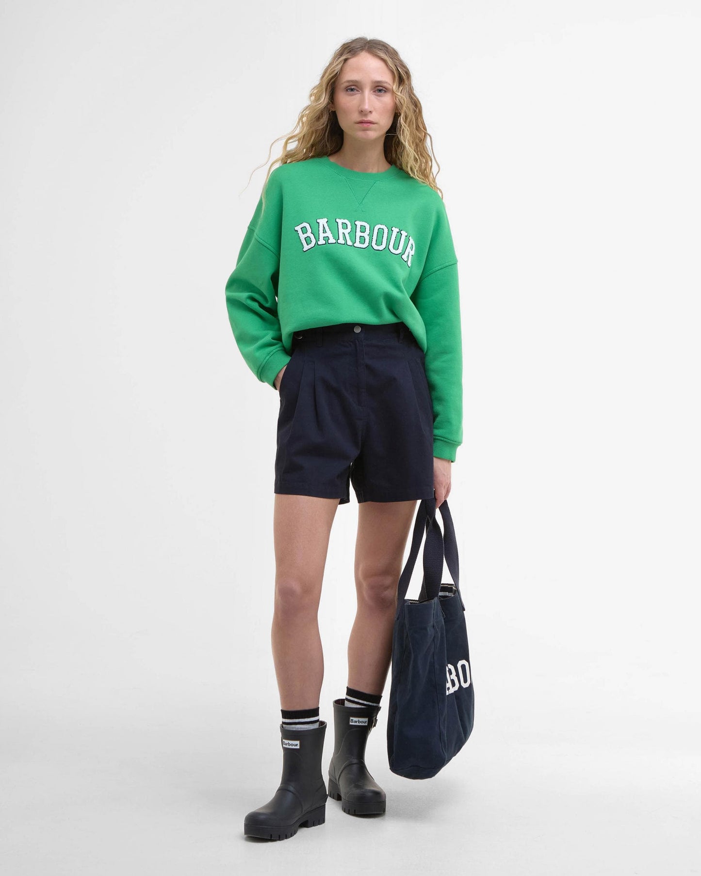 Barbour Silverdale Womens Crew Neck Sweatshirt - Kelly Green