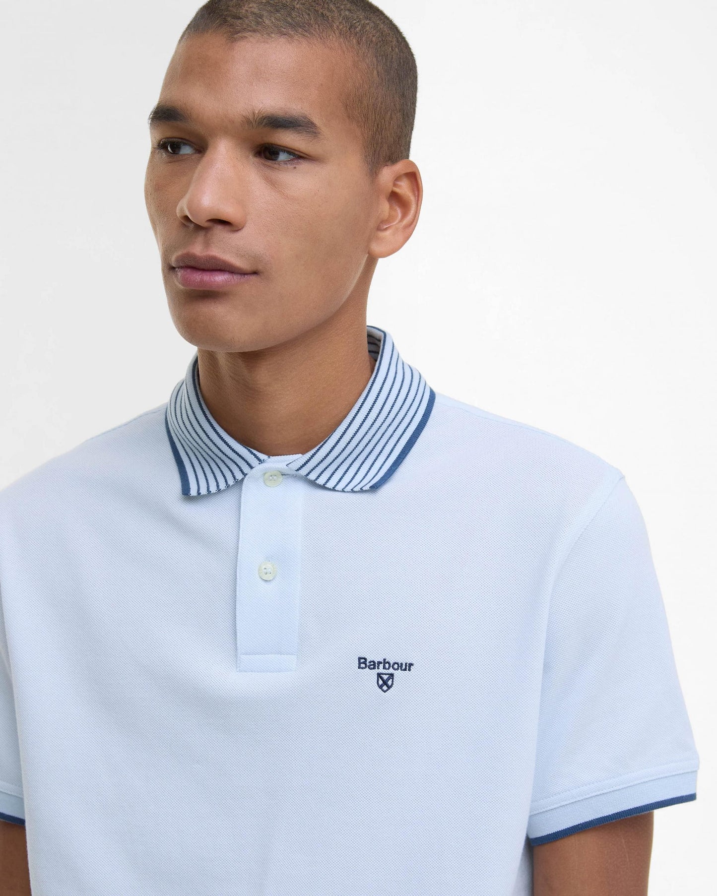 Barbour Denwick Mens Tailored Polo Shirt - Bleached Blue