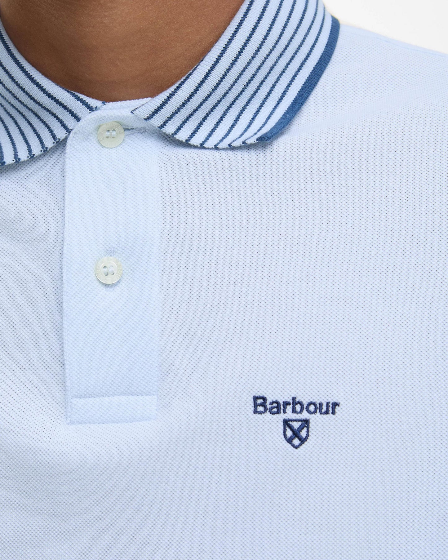 Barbour Denwick Mens Tailored Polo Shirt - Bleached Blue