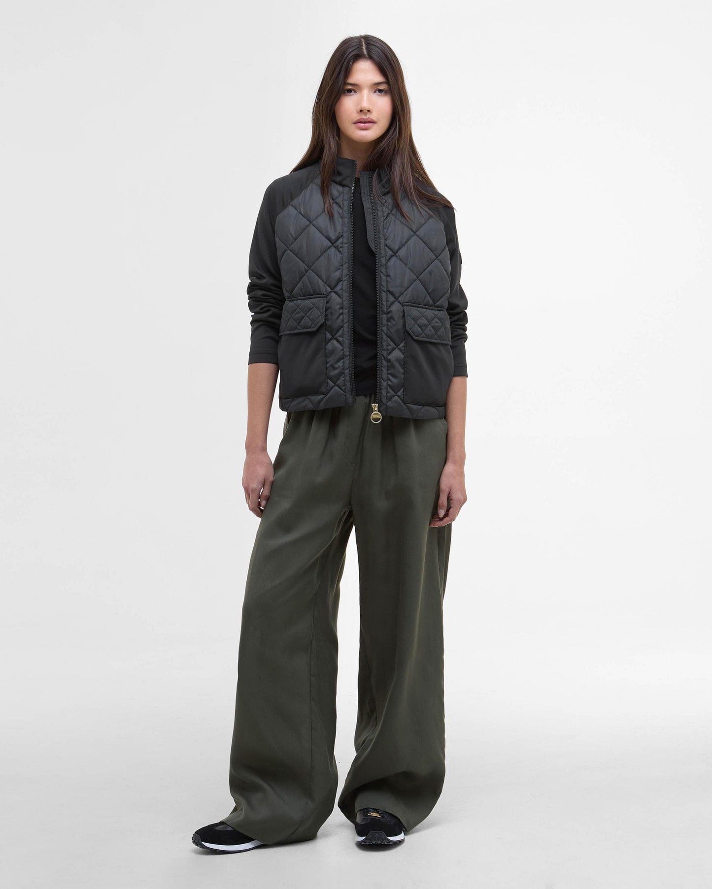 Barbour International Ebony Womens Diamond Quilted Hybrid Jacket