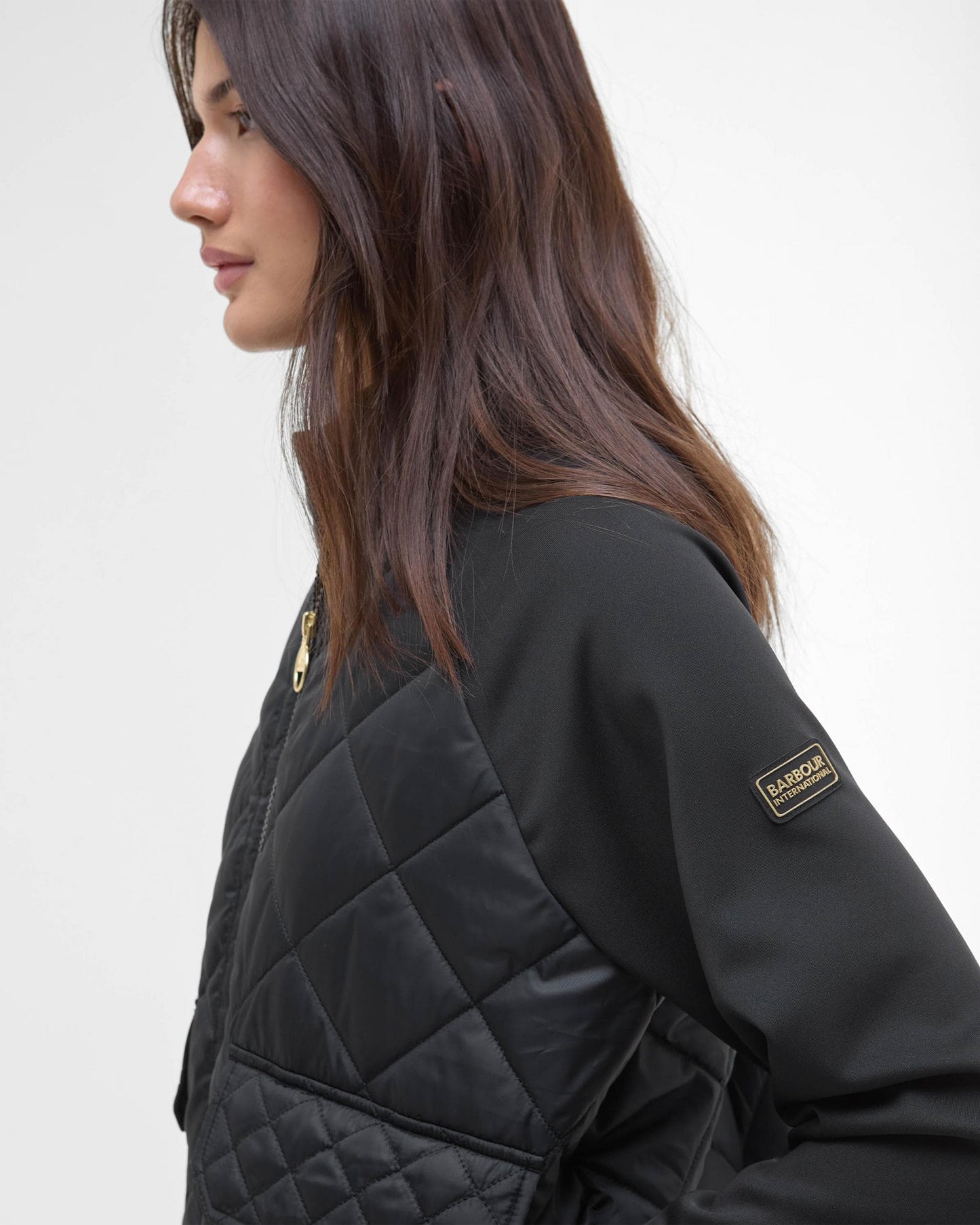 Barbour International Ebony Womens Diamond Quilted Hybrid Jacket