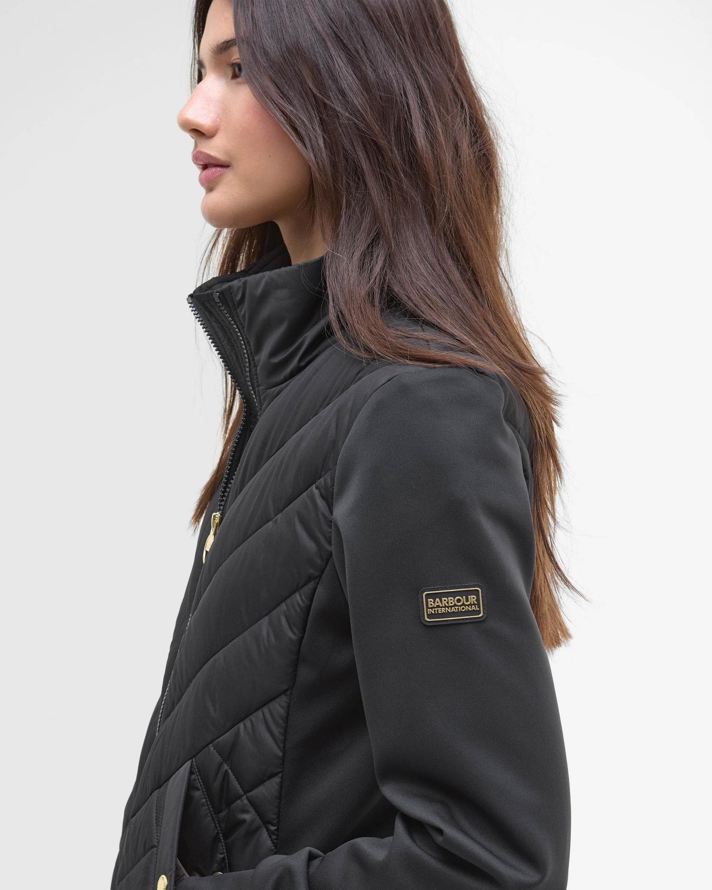 Barbour International Natalia Womens Quilted Hybrid Jacket - Black