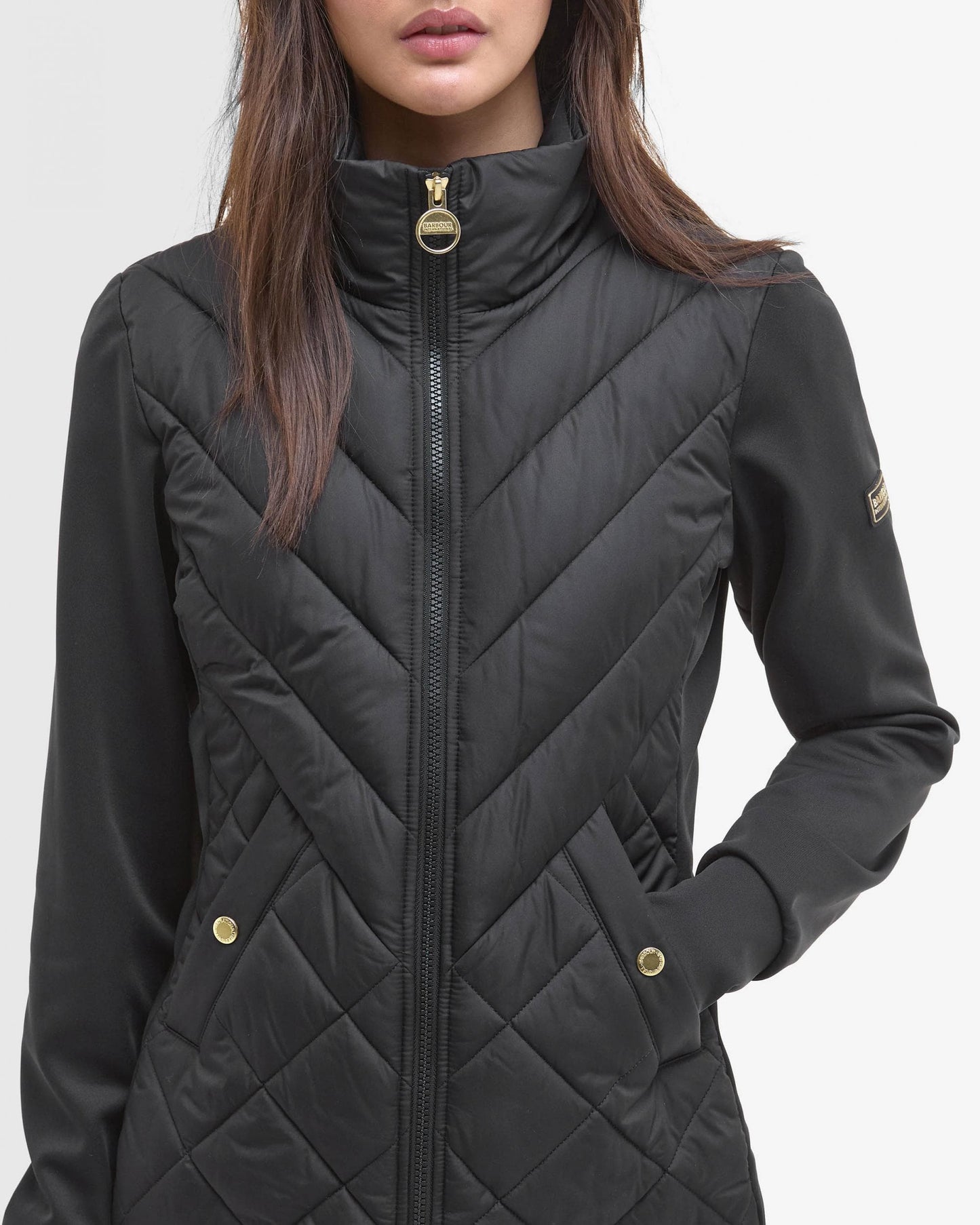 Barbour International Natalia Womens Quilted Hybrid Jacket - Black