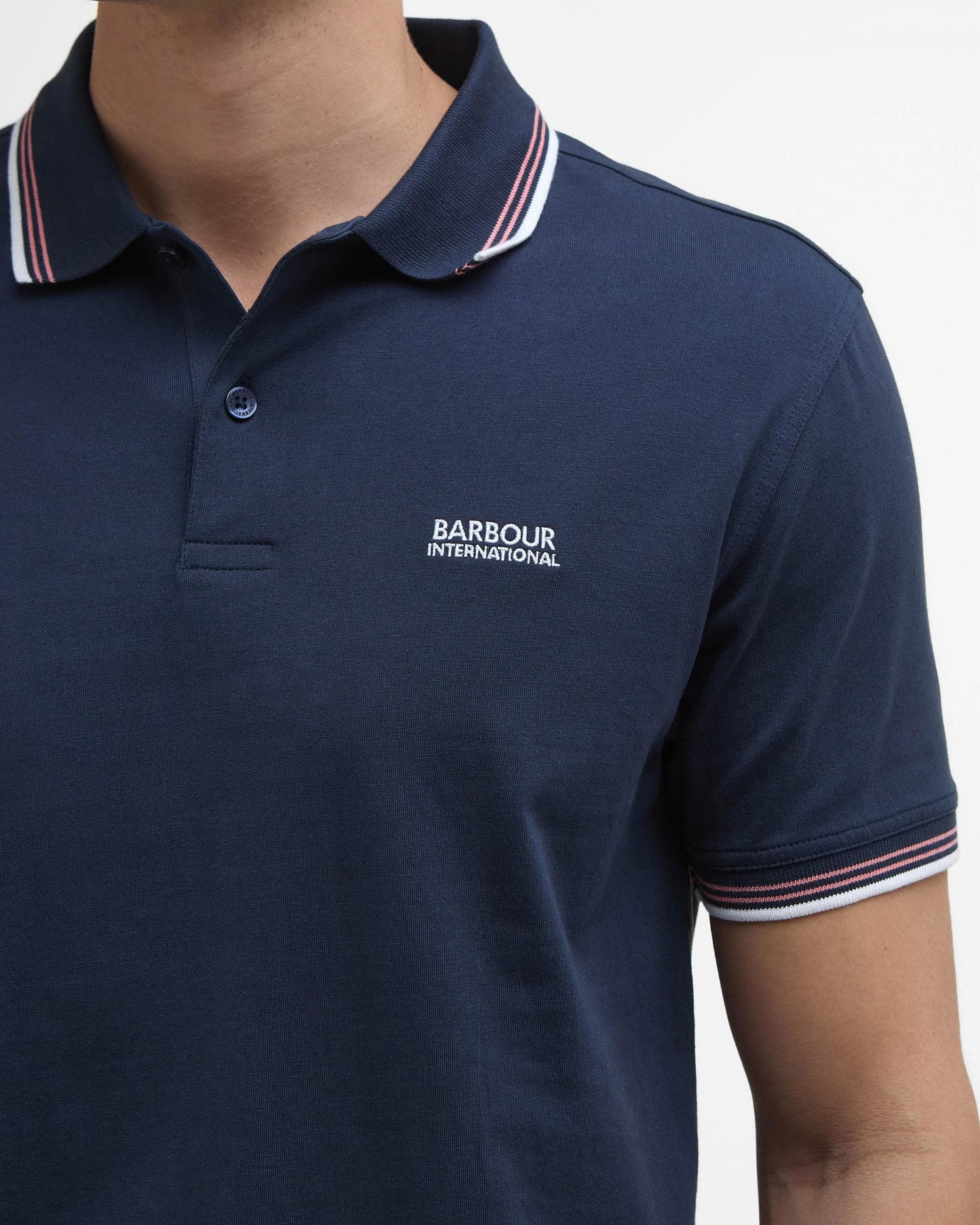 Barbour International Ethan Mens Tipped Polo Shirt - Navy