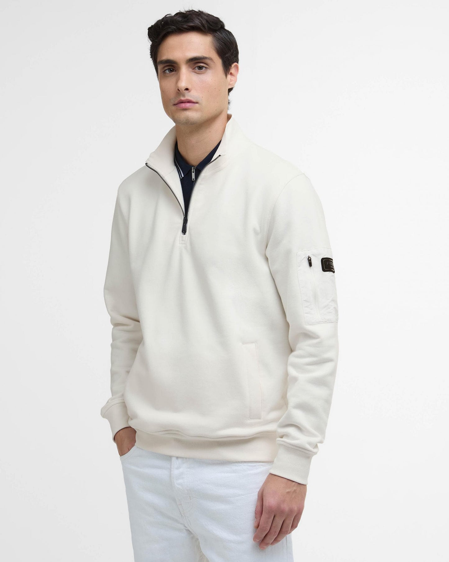 Barbour International Ewan Mens Funnel Neck Sweatshirt - Whisper White
