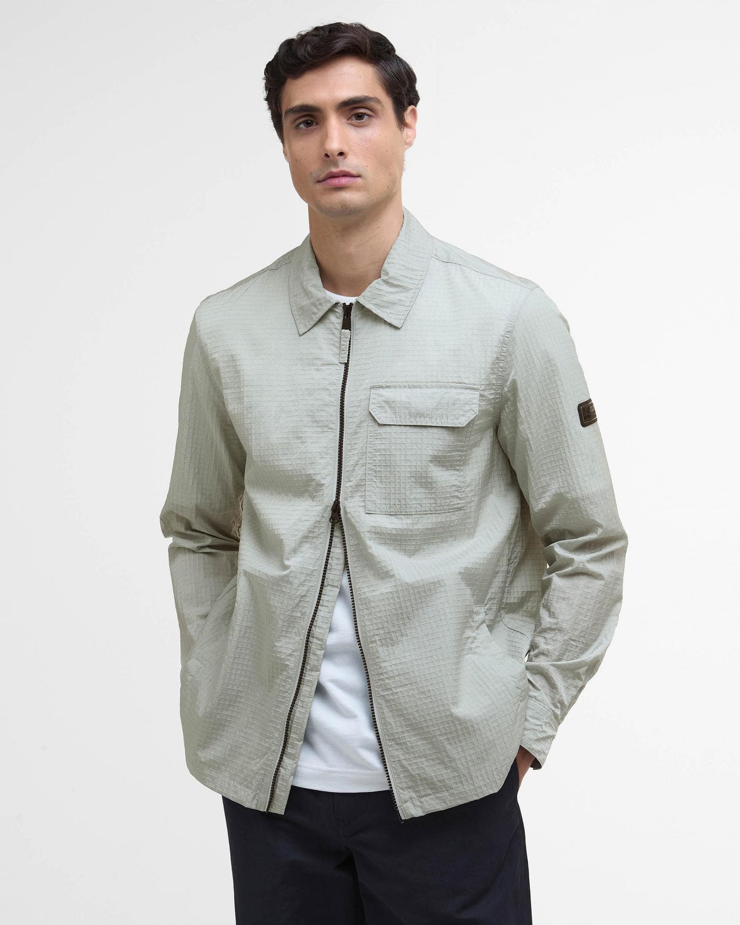 Barbour International Rosso Mens Ripstop Overshirt - Mineral Grey
