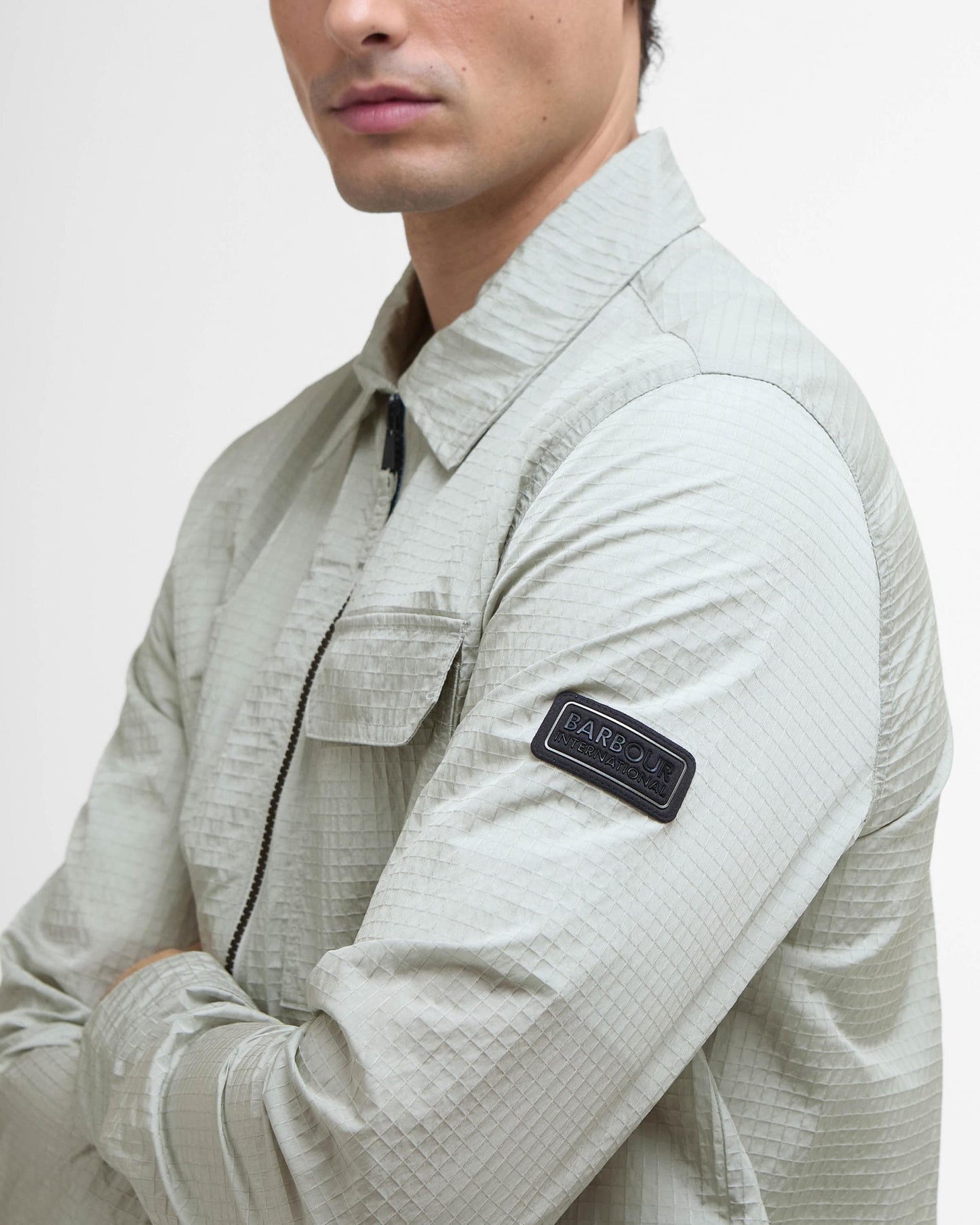Barbour International Rosso Mens Ripstop Overshirt - Mineral Grey
