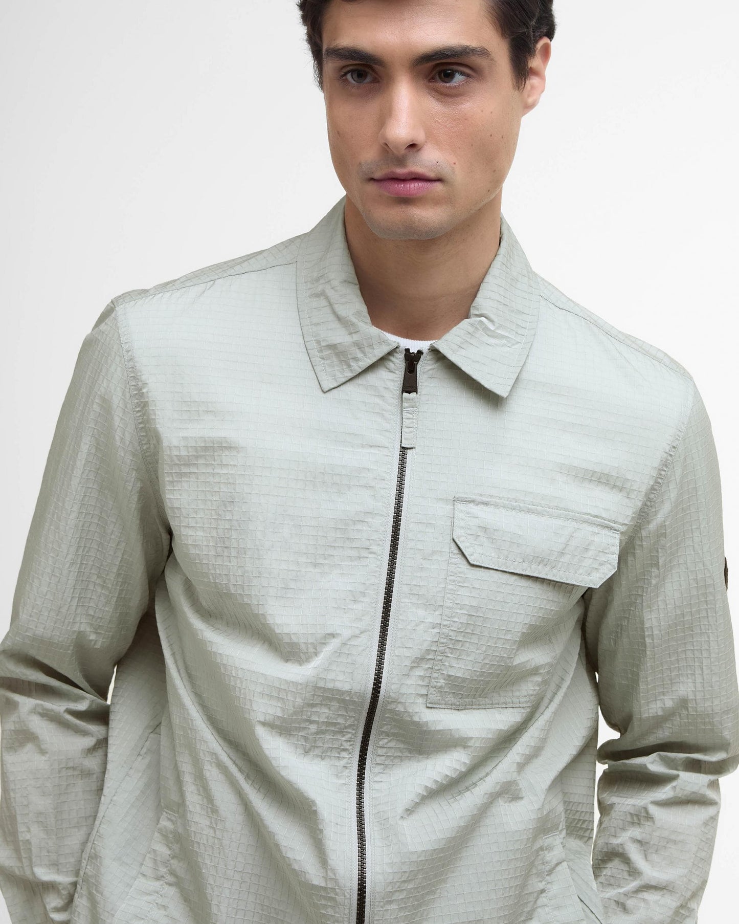 Barbour International Rosso Mens Ripstop Overshirt - Mineral Grey