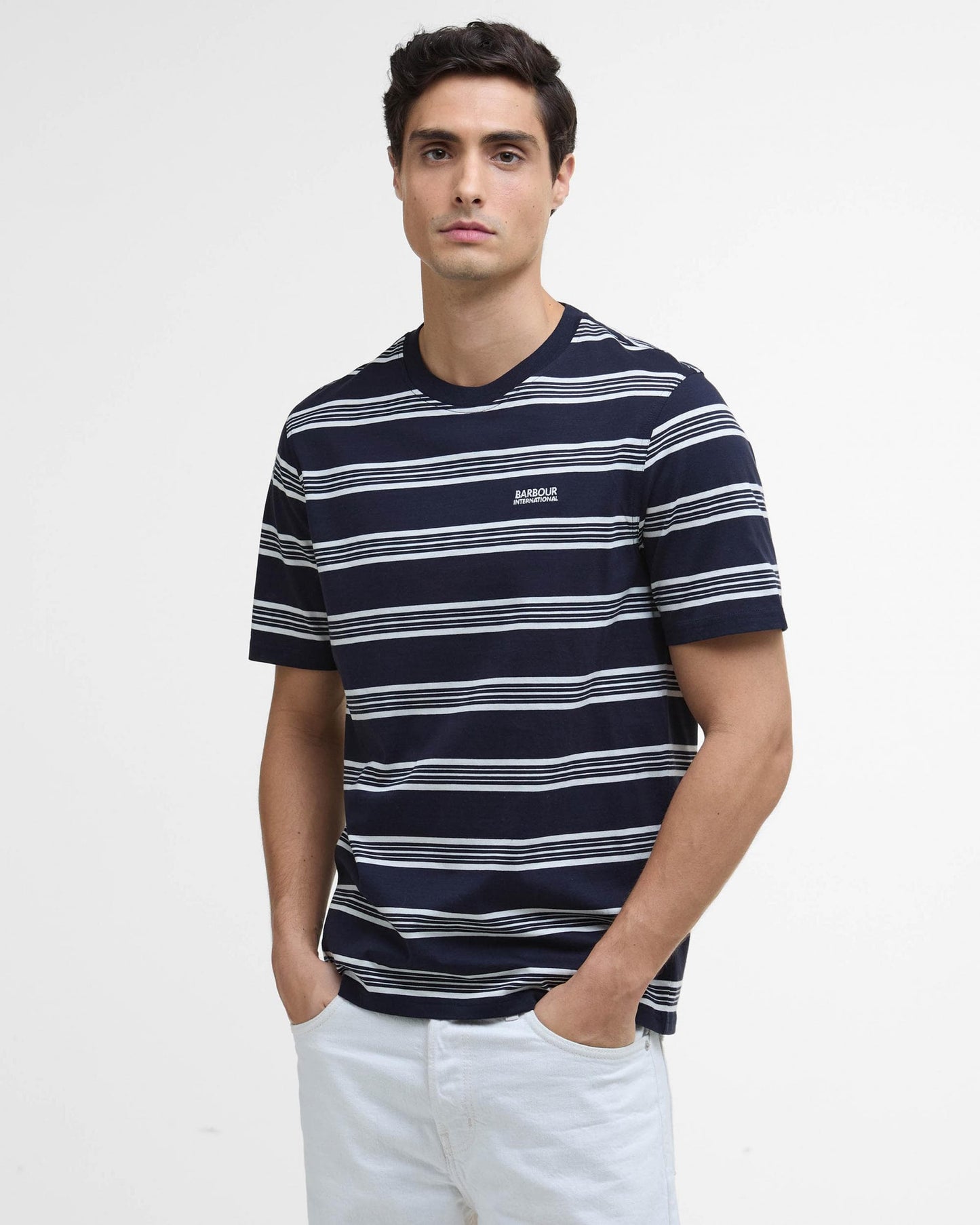 Barbour International Upham Mens Striped T-Shirt - Navy