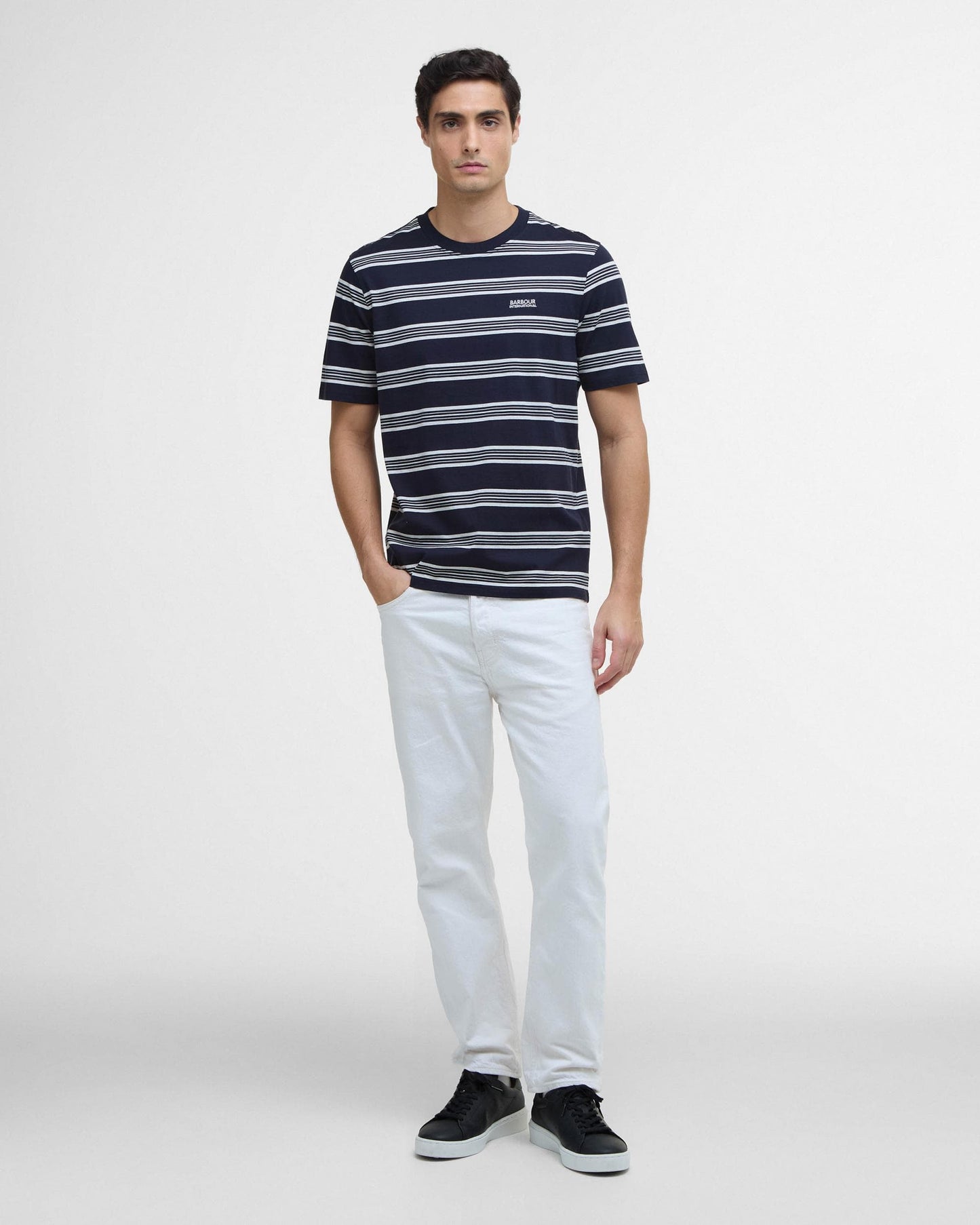 Barbour International Upham Mens Striped T-Shirt - Navy
