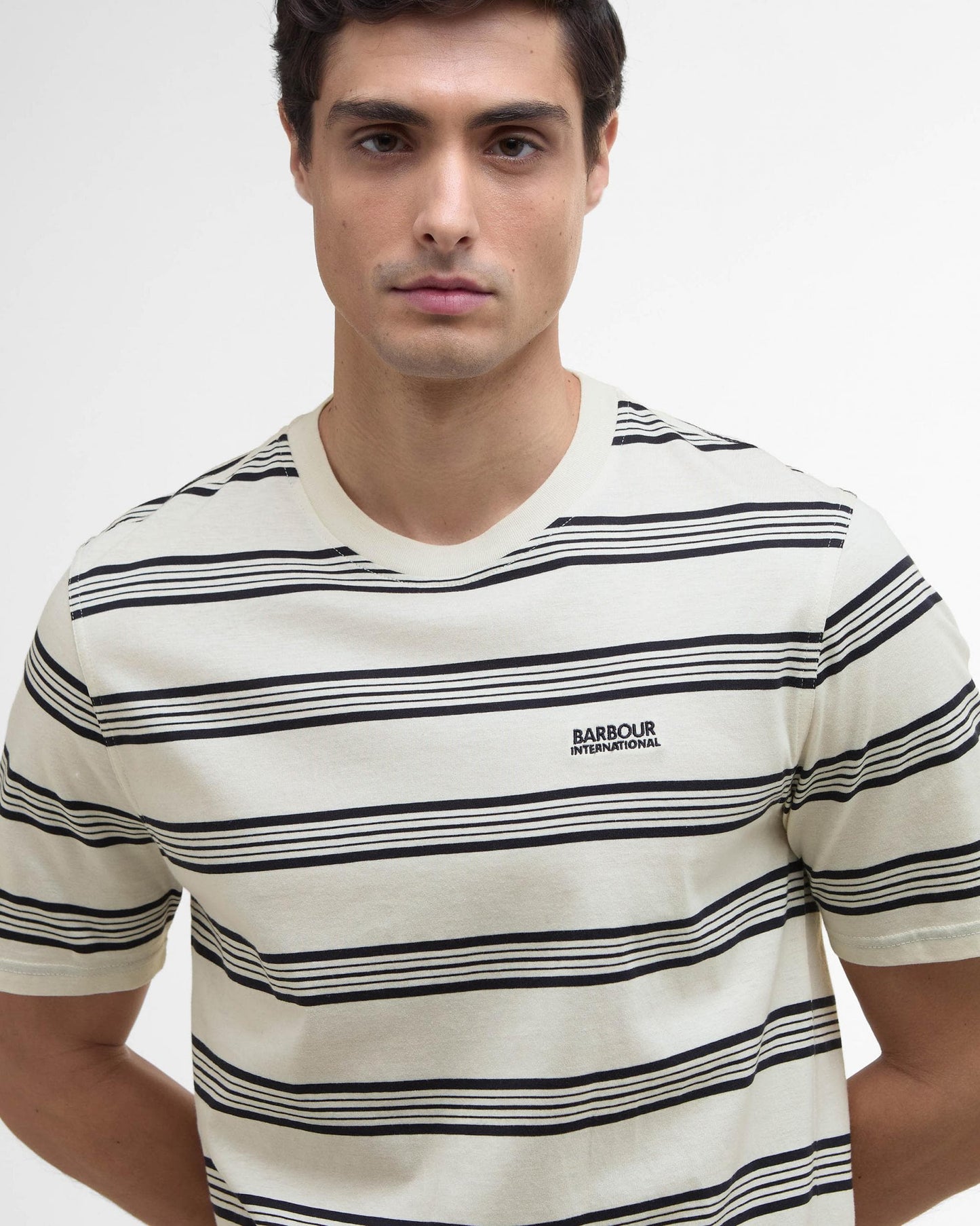 Barbour International Upham Mens Striped T-Shirt - Whisper White