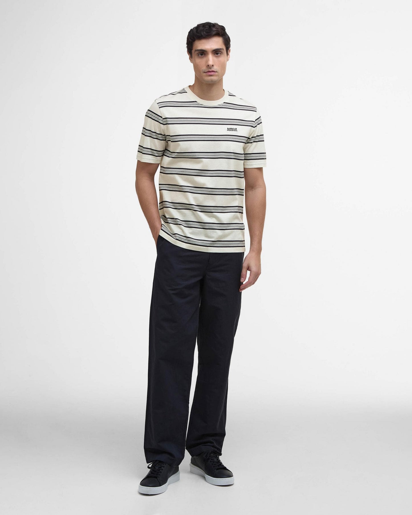 Barbour International Upham Mens Striped T-Shirt - Whisper White