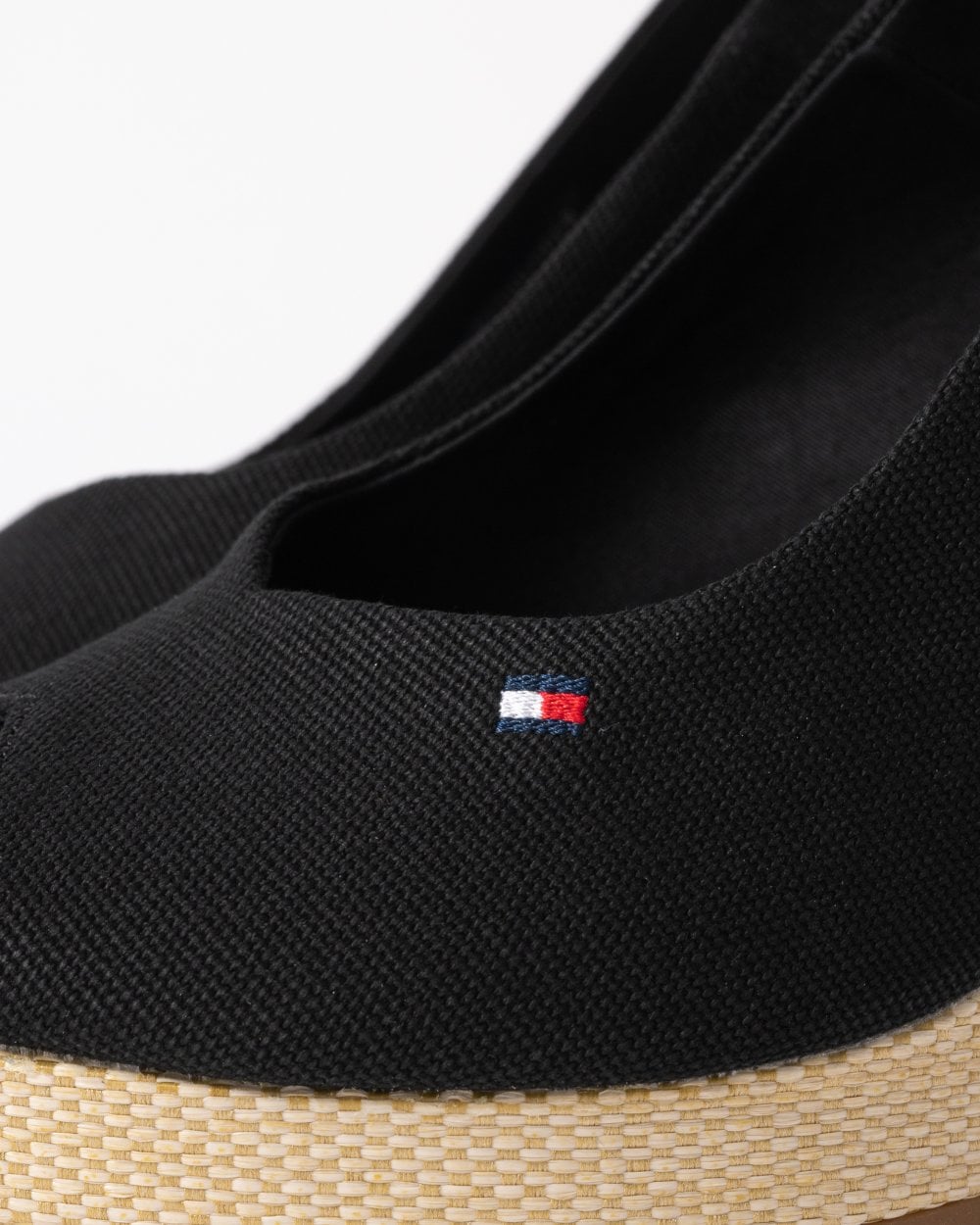 Tommy Hilfiger Womens Flag Slingback Wedge Espadrille - Black
