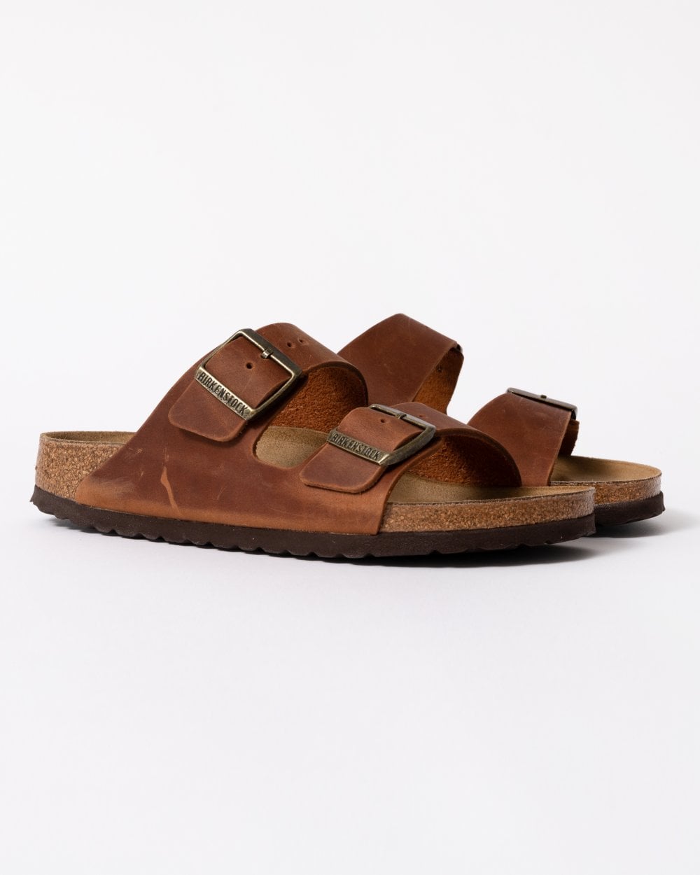 Birkenstock Arizona Oiled Natural Leather Womens Sandals - Cognac