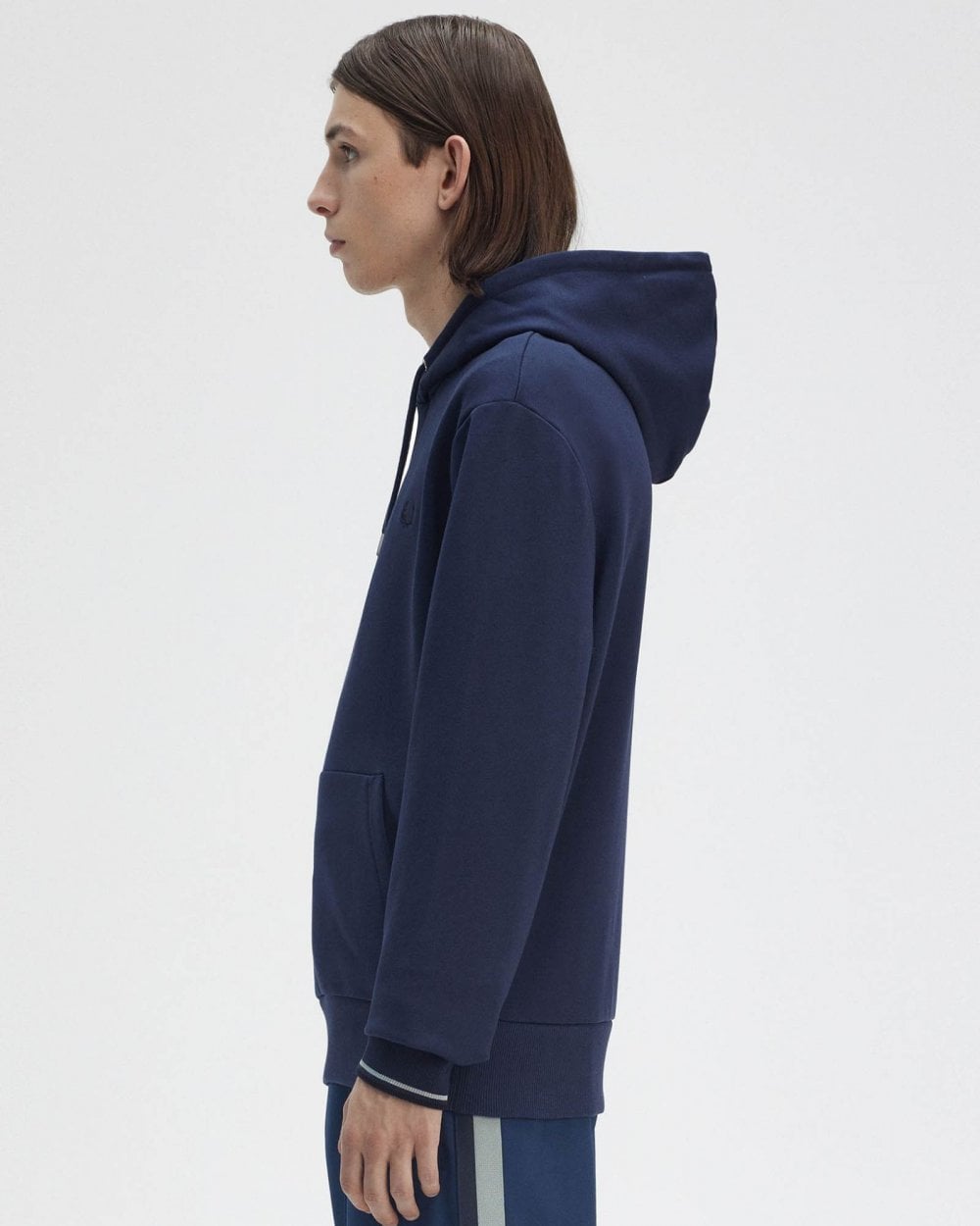Fred Perry Mens Tipped Hooded Sweatshirt - Tennis Blue X86