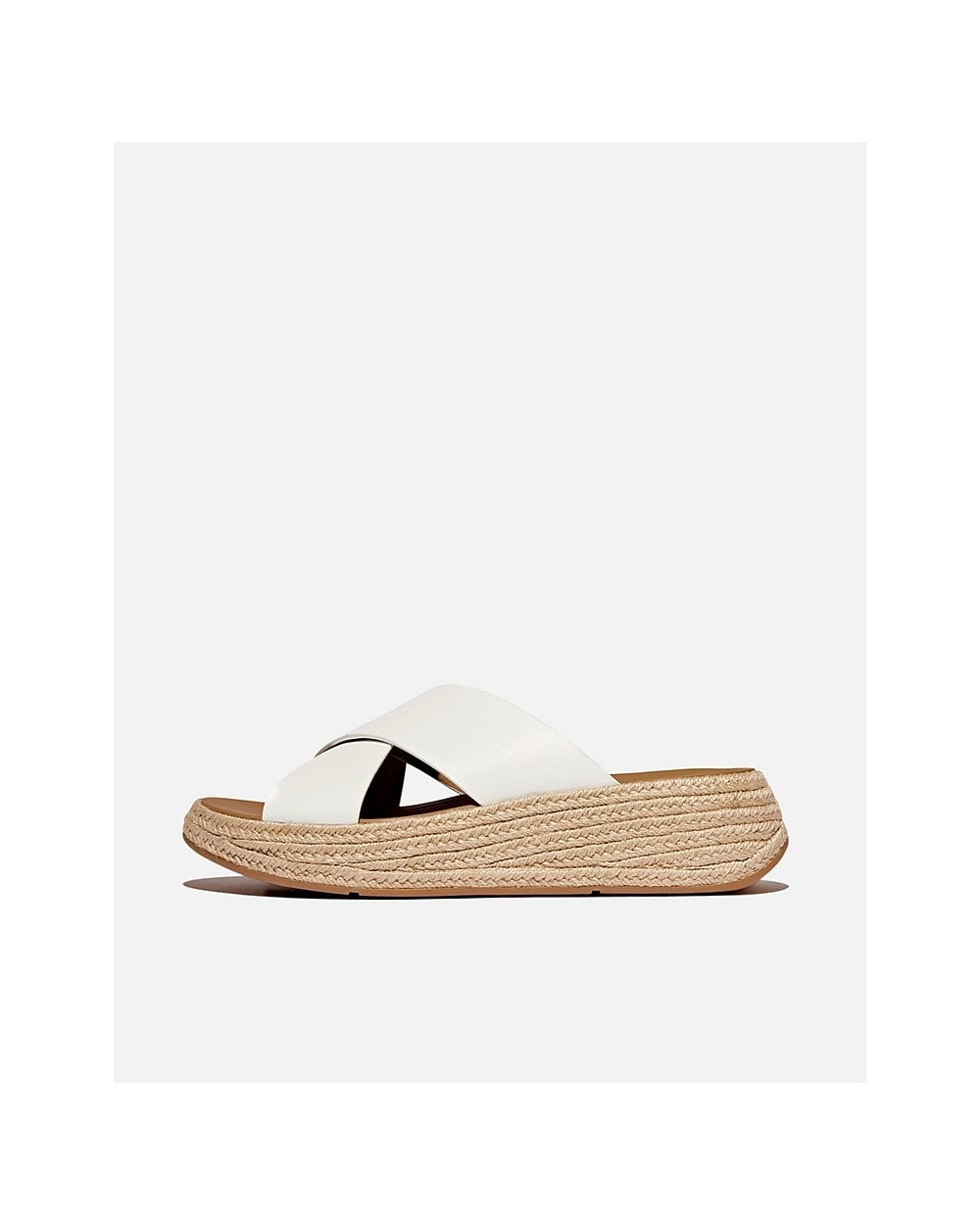 FitFlop Womens F-Mode Espadrille Leather Flatform Cross Slides