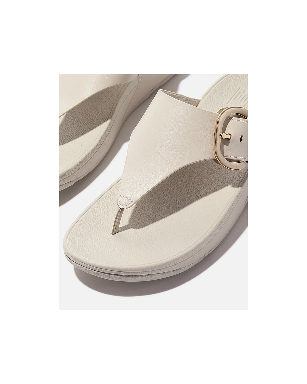 FitFlop Womens Lulu Resin-Buckle Leather Toe-Post Sandals