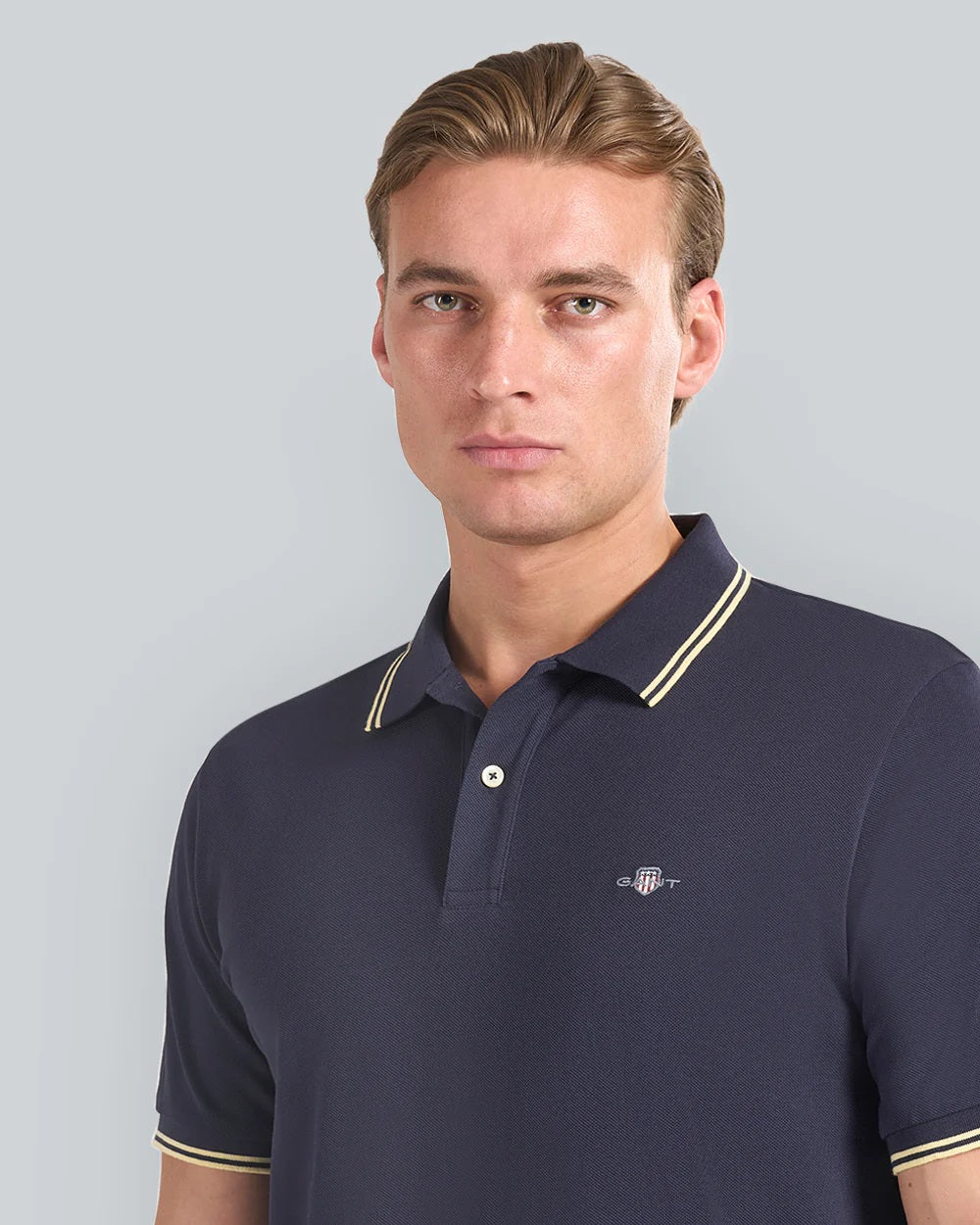 GANT Mens Contrast Tipping Polo 433 Evening Blue