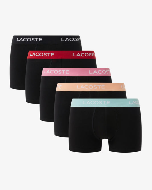 Lacoste 5-Pack Mens Trunks - Black/Ledge-Reseda-Pastille Mint-Lighthouse Red-Black U7I