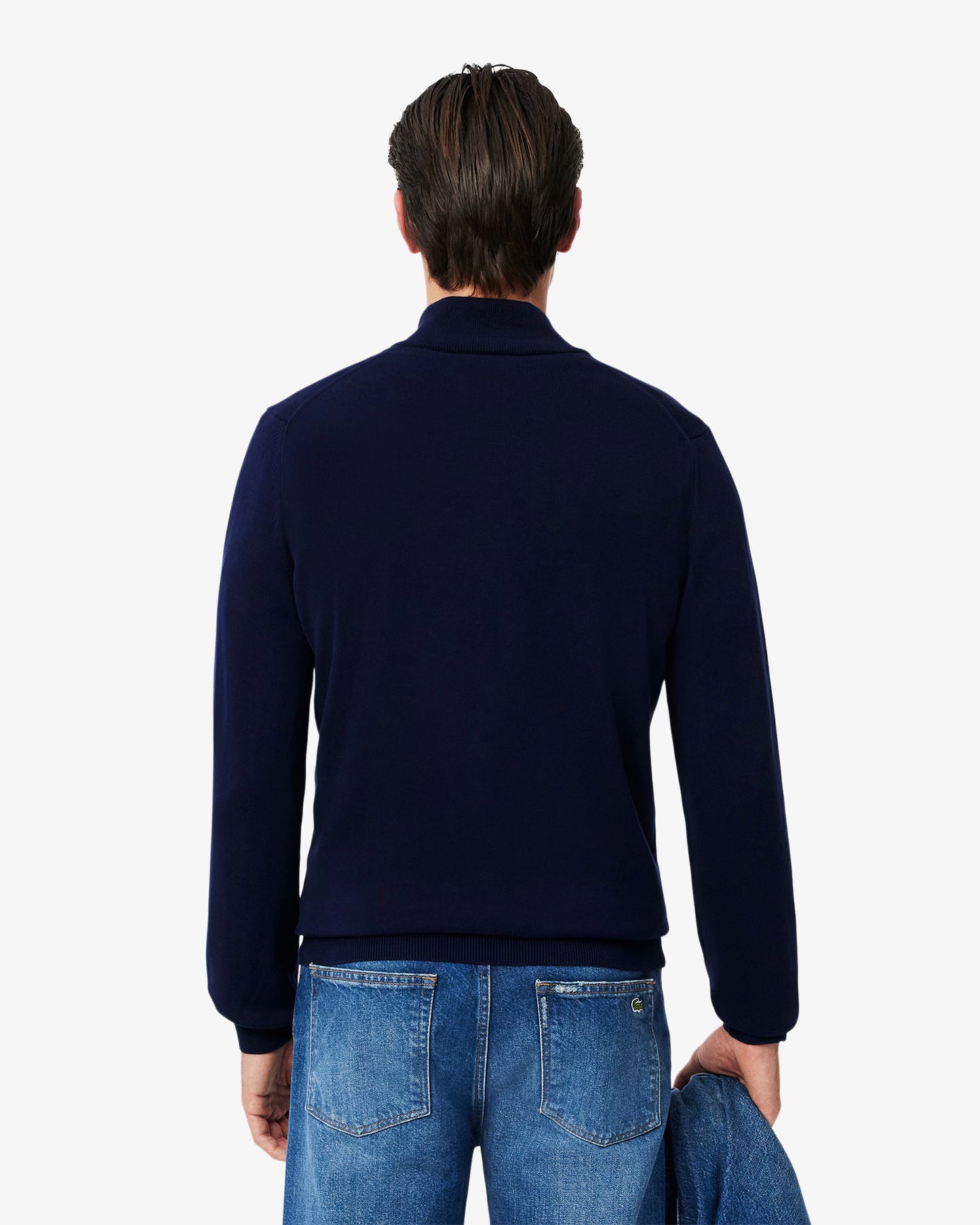 Lacoste High Neck Zipped Cotton Mens Sweater - Navy Blue 166