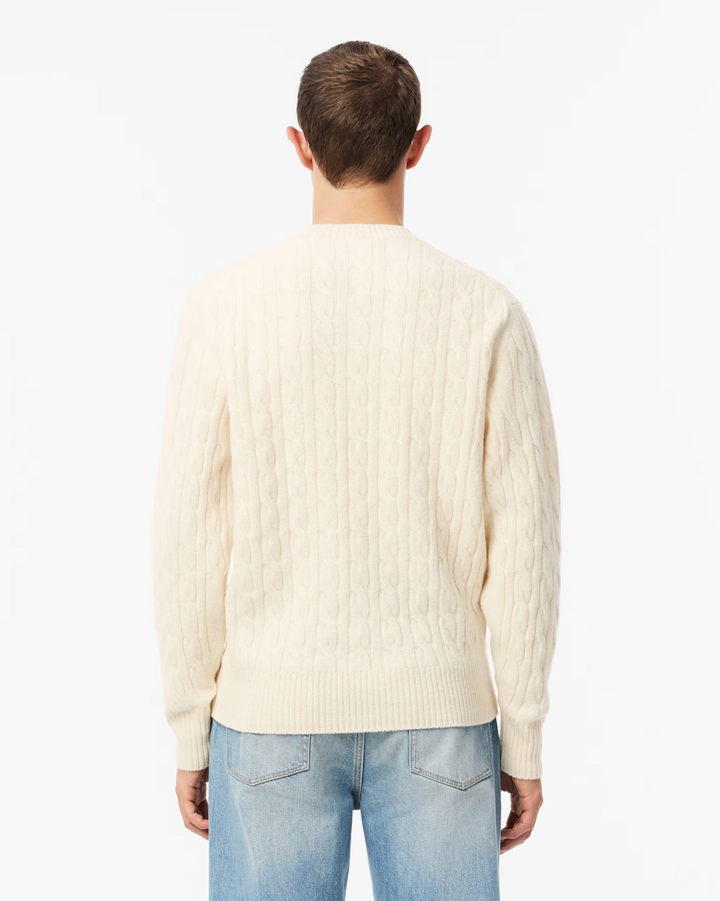 Lacoste Carded Wool Cable Knit Crew Neck Mens Sweater - Lapland XFJ