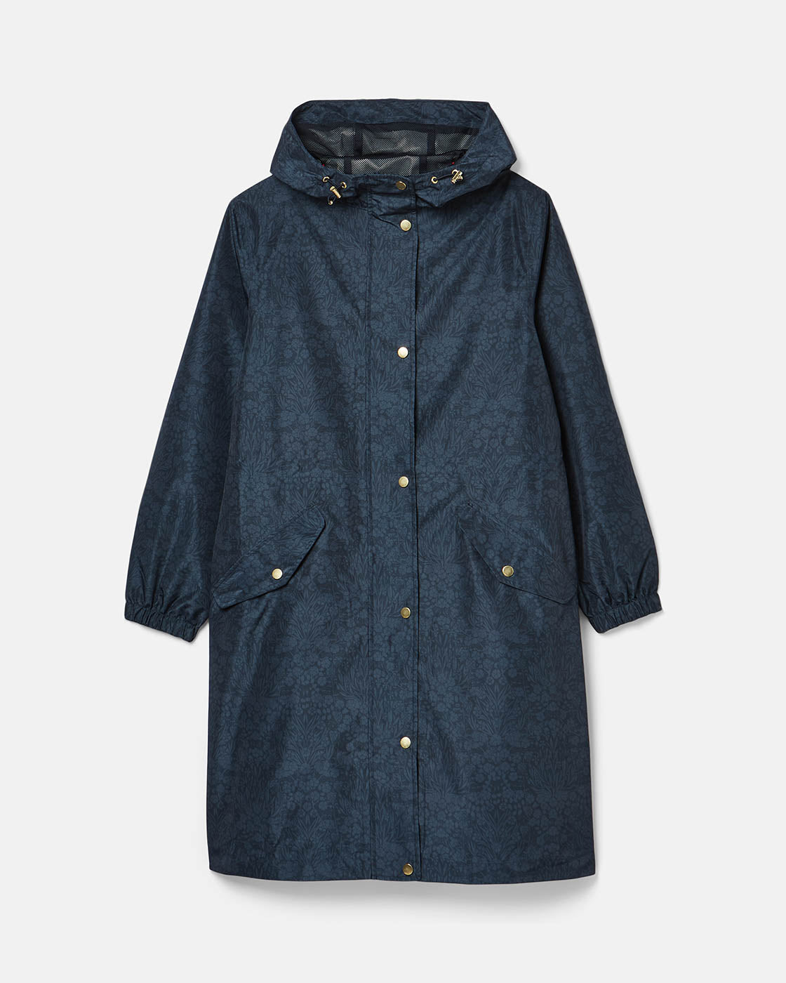 Joules Holkham Womens Packable Printed Raincoat - Navy Floral Tonal