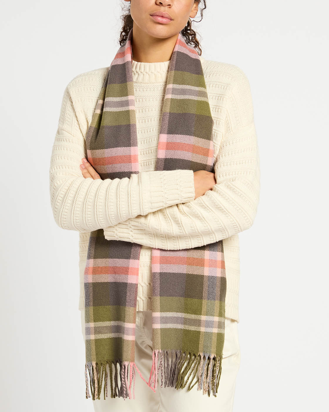 Joules Langtree Womens Scarf - Green/Pink