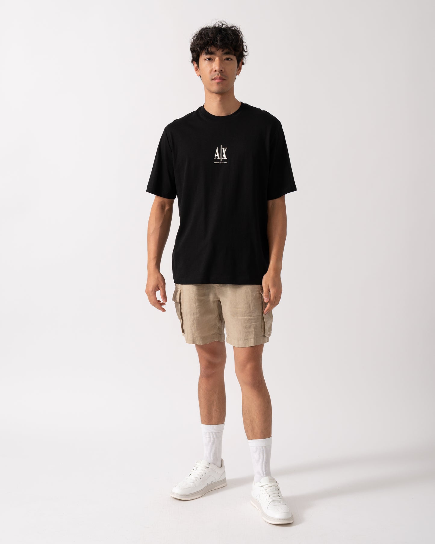 Armani Exchange Mens Embroidered A|X Centre Logo T-Shirt - Black UC001