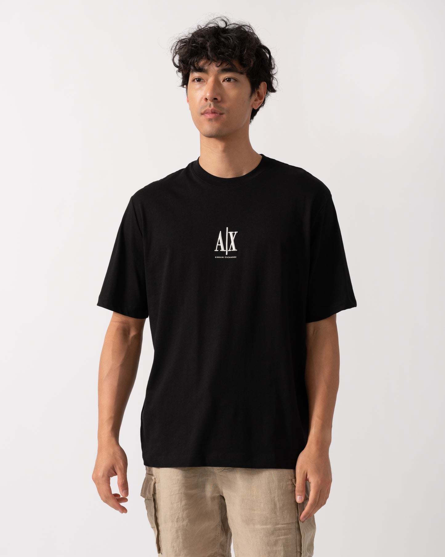 Armani Exchange Mens Embroidered A|X Centre Logo T-Shirt - Black UC001