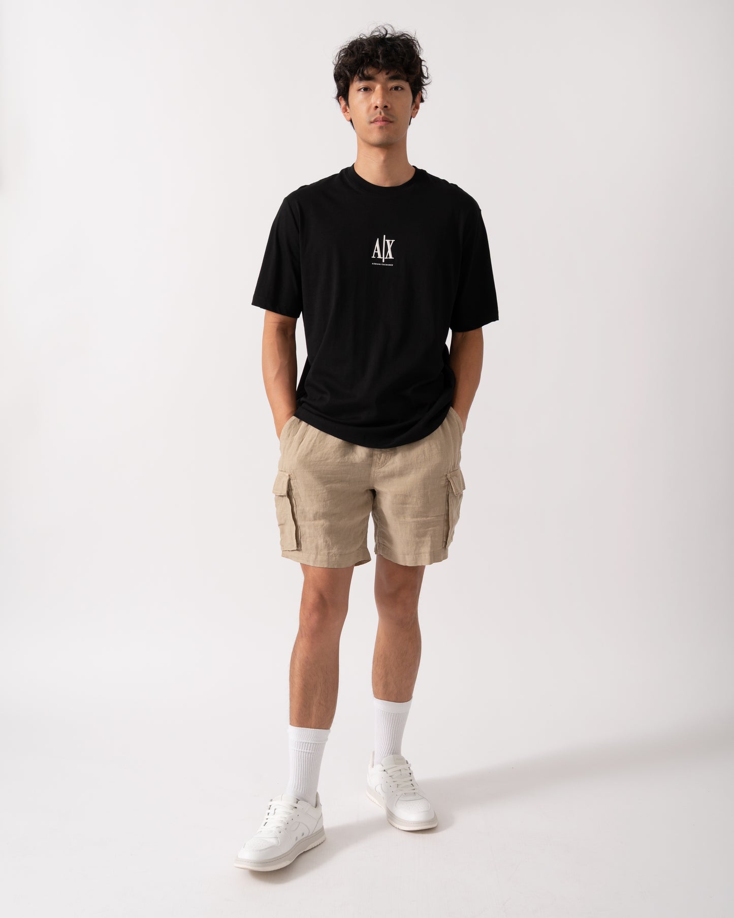 Armani Exchange Mens Embroidered A|X Centre Logo T-Shirt - Black UC001