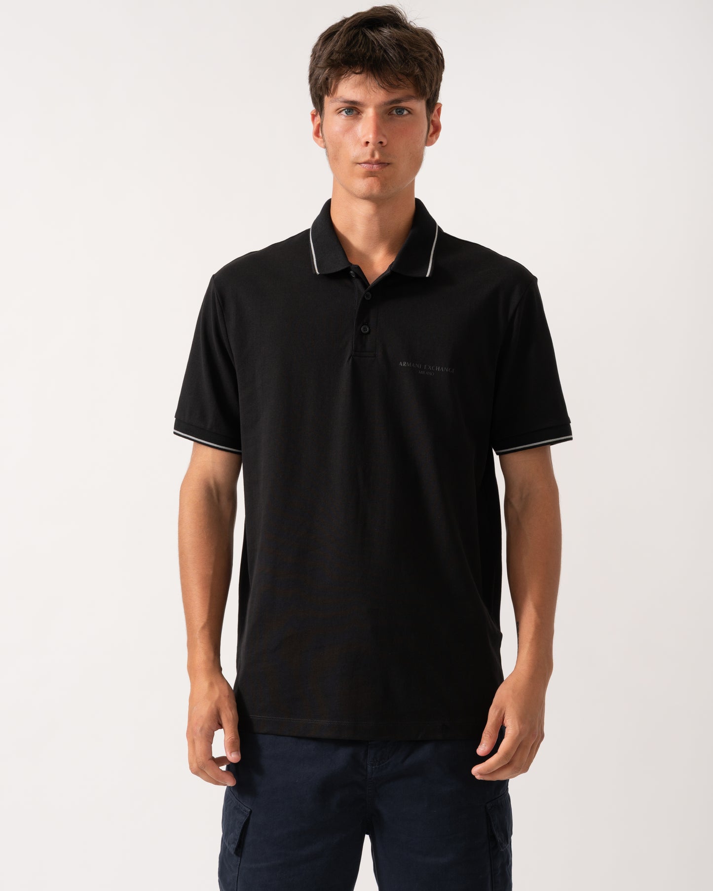 Armani Exchange Mens Regular Fit Mercerised Cotton Polo Shirt