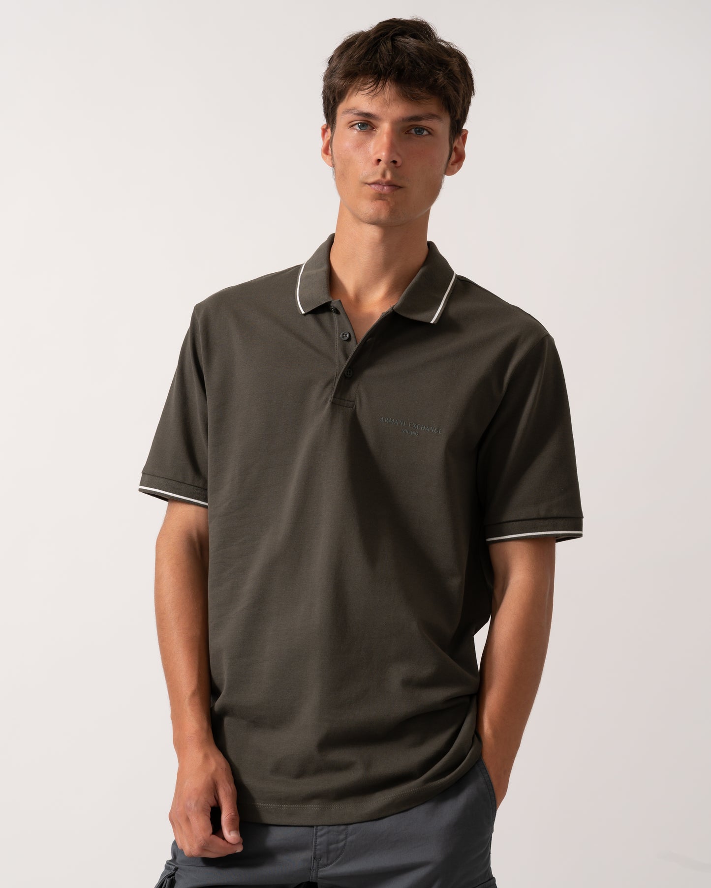 Armani Exchange Mens Regular Fit Mercerised Cotton Polo Shirt